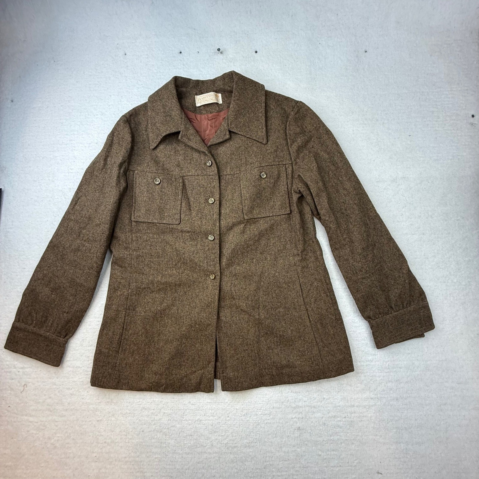 VTG Pendleton 100% Virgin Wool Pant Suit Brown Womens 16 USA 1970s dark academia