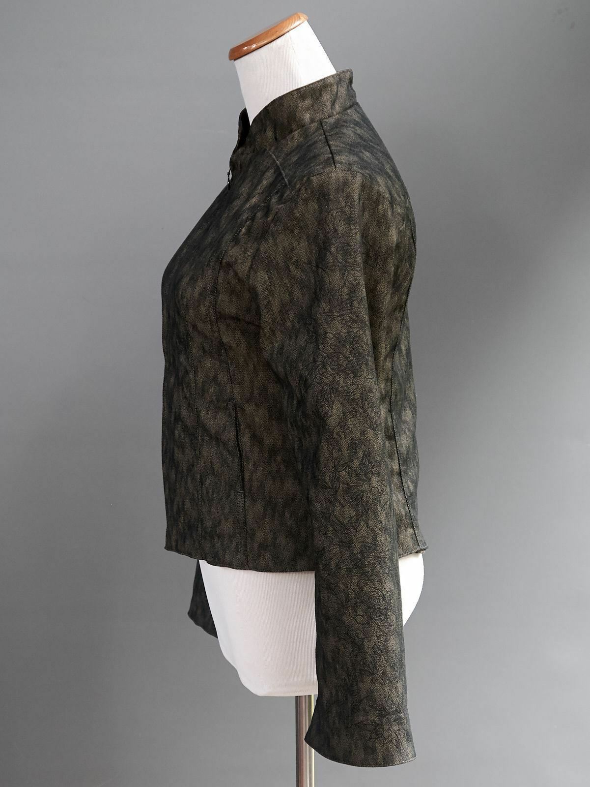VTG Kenzo Jungle Fitted Racer Jacket Coat Graphic Tattoo Print Stripe Lining XS