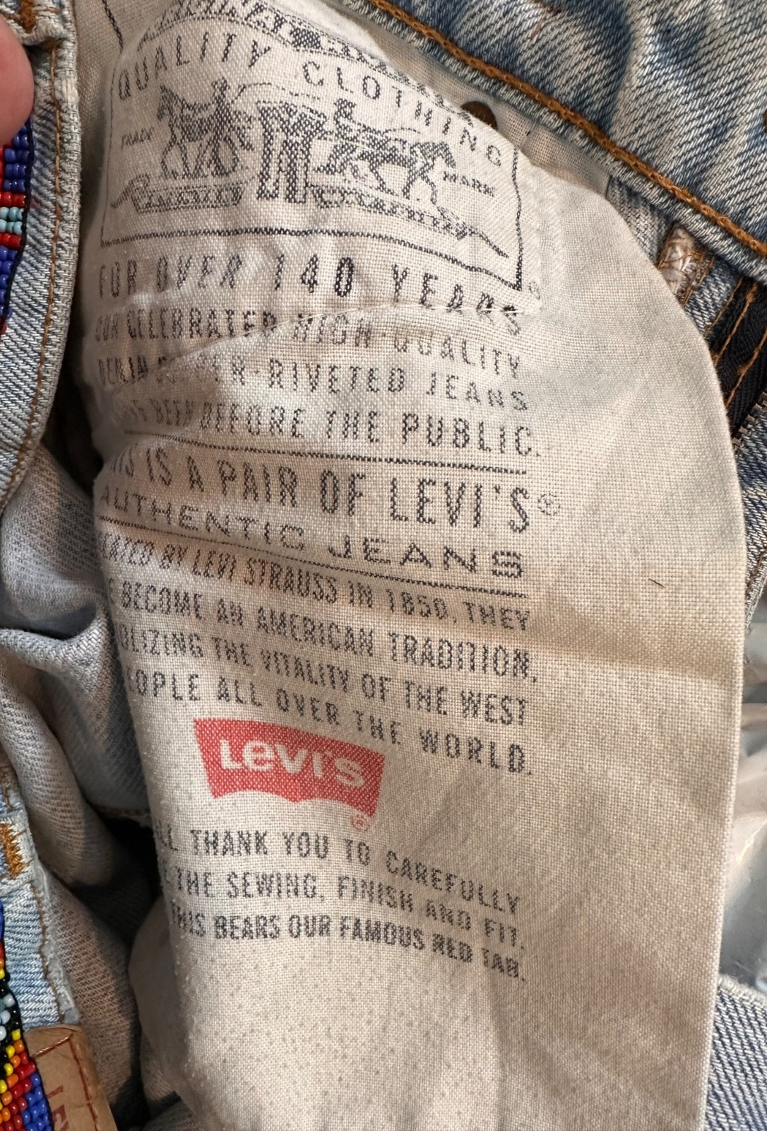 Vintage 1990’s Buzz 18 Beaded Levi’s 505 Jeans Women’s Embellished Upcycled 6 S