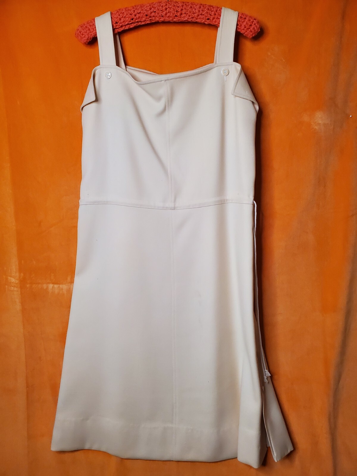 COURREGES c.1970&rsquo;s Hyperbole Wool Beige Sleeveless A-Line Jumper Dress