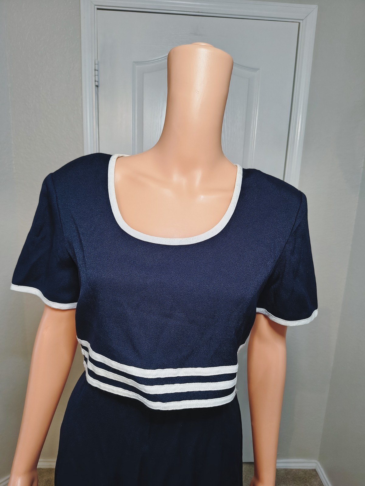 Scarlett Womens Navy Nautical Stripe Maxi Dress Sailor Preppy Size 11 – DP29