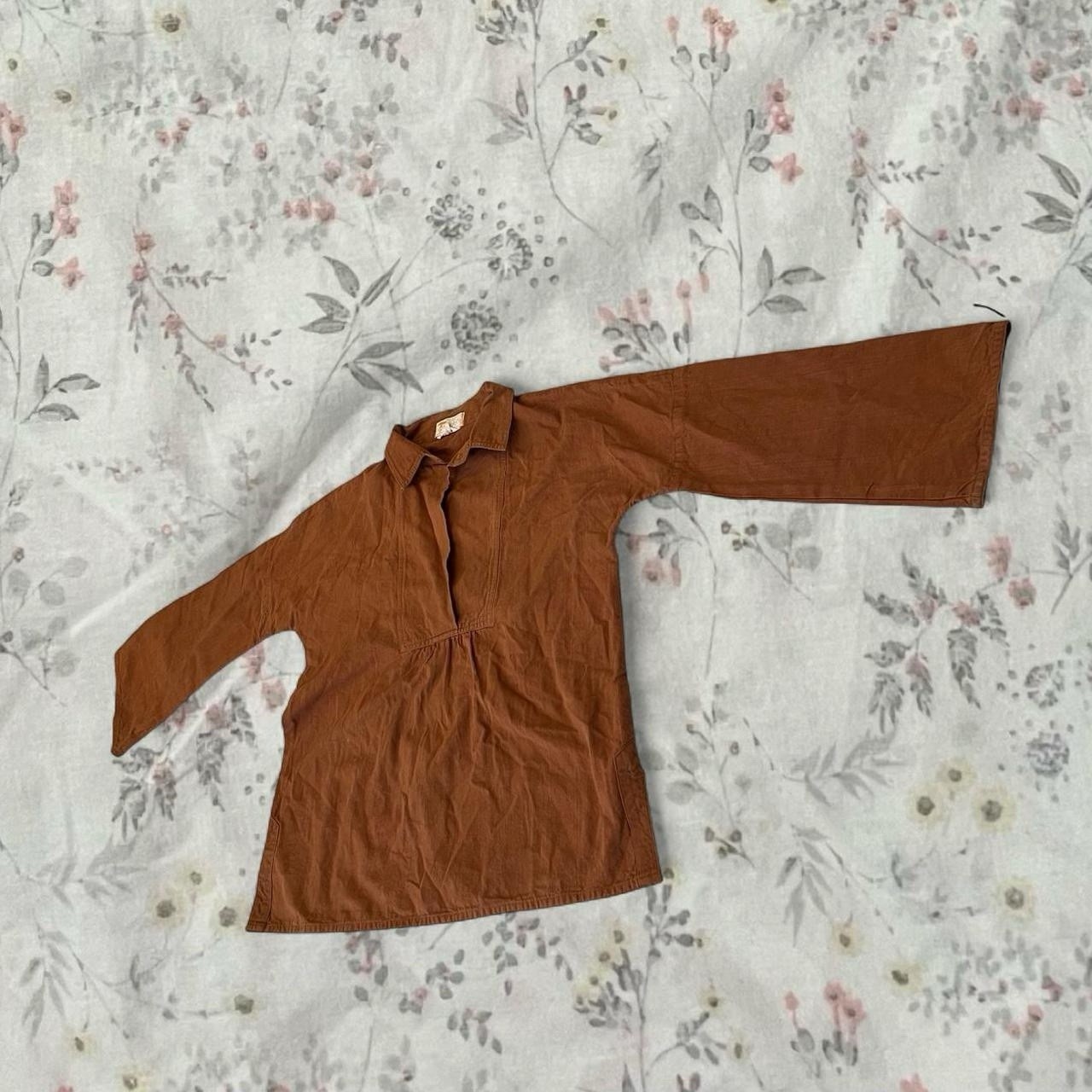 Vintage 70s The Phoenix Blouse Shirt Mexican Peasant Renaissance Cotton Twill