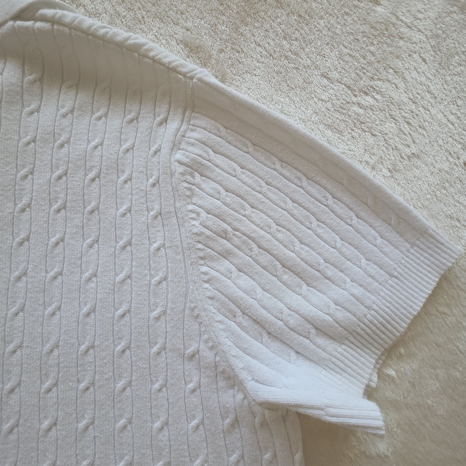 VTG White Stag Cable Knit Polo Sweater XL White 90s Streetwear Unisex Mens M L
