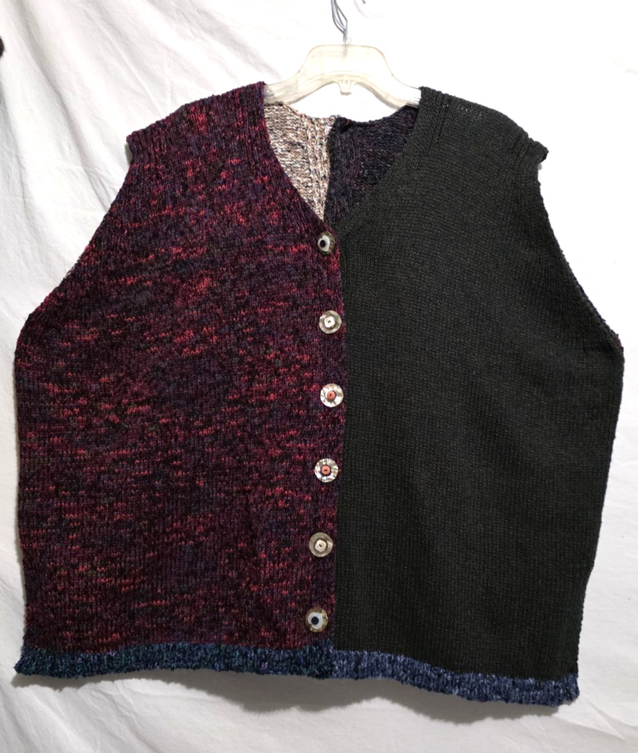 Amy Brill Sweater Vest OS VERY OVER-SIZED Buttoning Front & Back Lagenlook &rsquo;90s