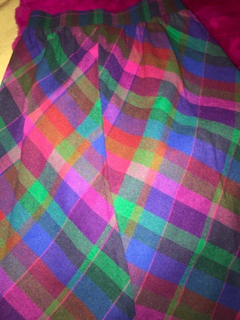 Vintage 80s Plaid A-line Skirt Attitude Russ Togs pink blue green purple 10