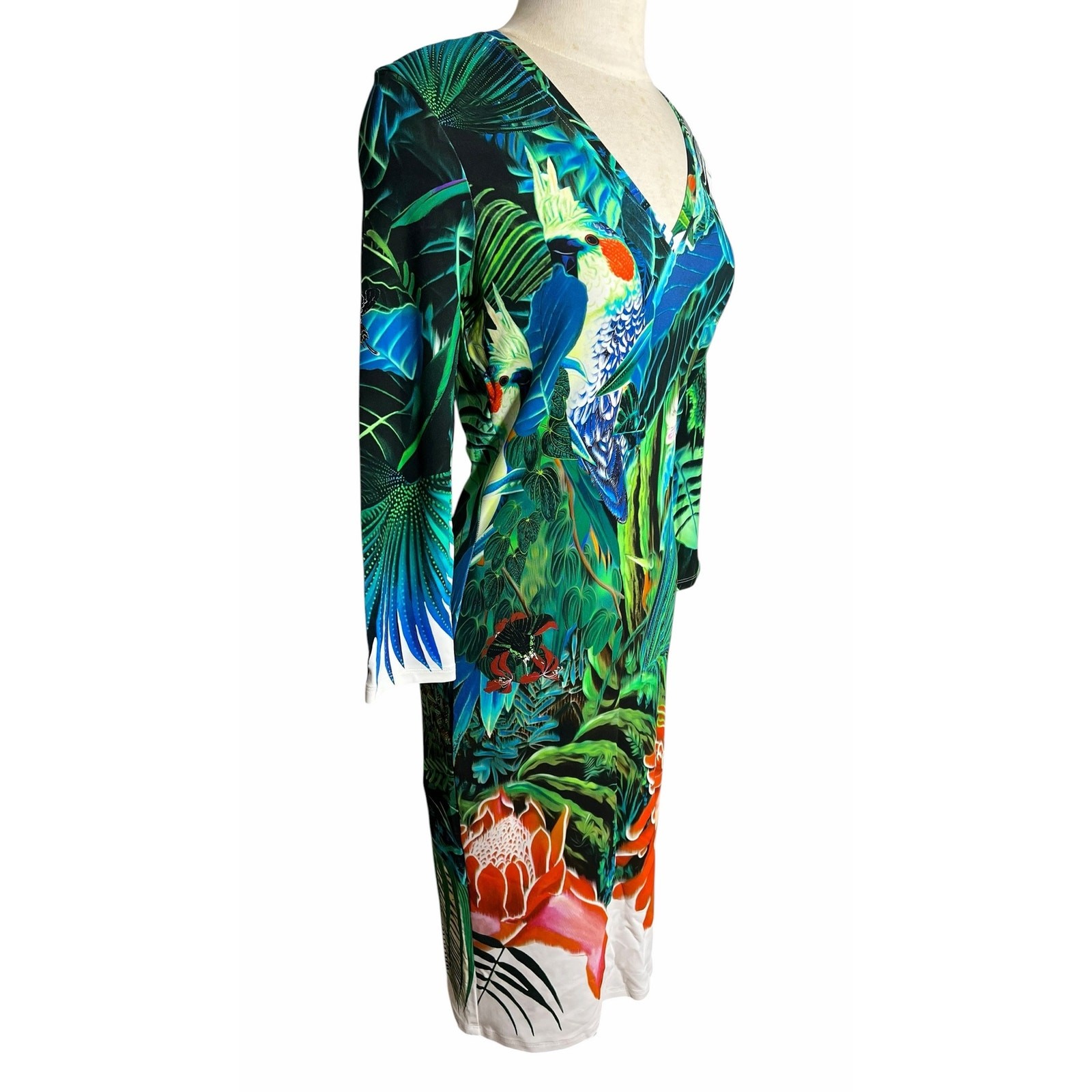 Roberto Cavalli Tropical Jungle Print Bodycon Dress 2010s