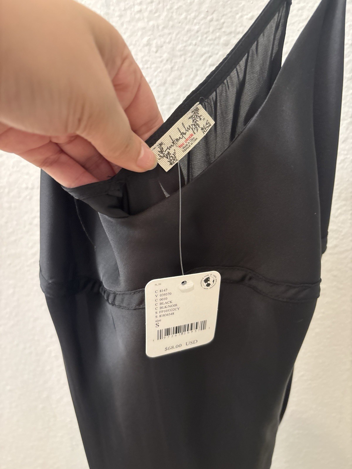 Free people intimate Black Full Slip Adjustable Spaghetti Straps Regular Size S