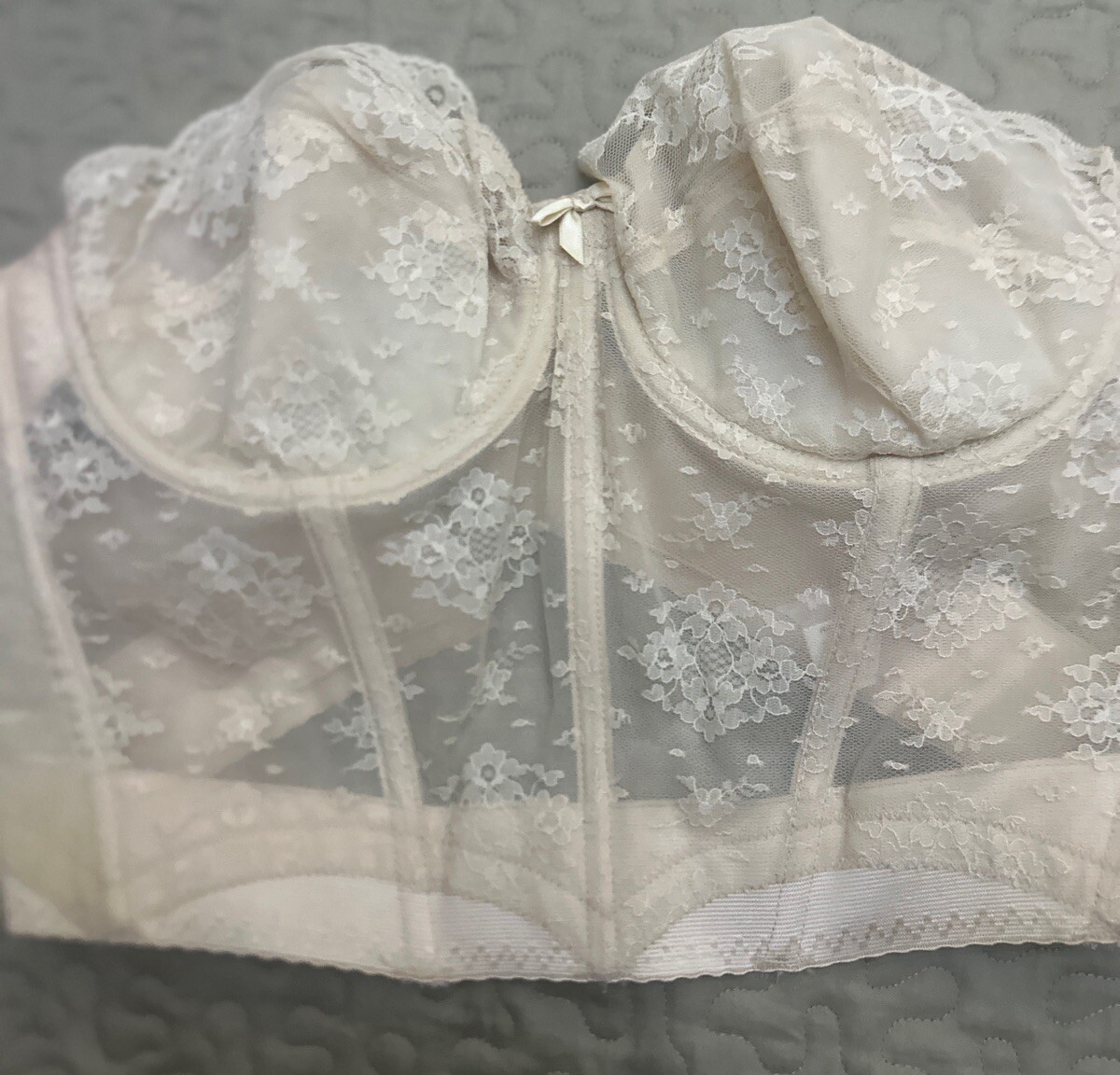 VINTAGE LADY MARLENE LONGLINE BRA / BUSTIER SIZE 38 B Beige