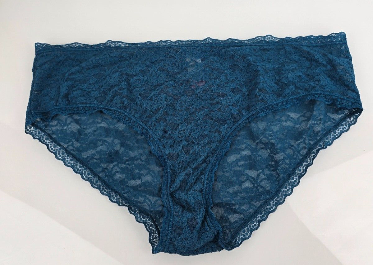 No Boundaries Sheer Stretch Lace Hipster Panties Blue Plus 10 3X XXXL
