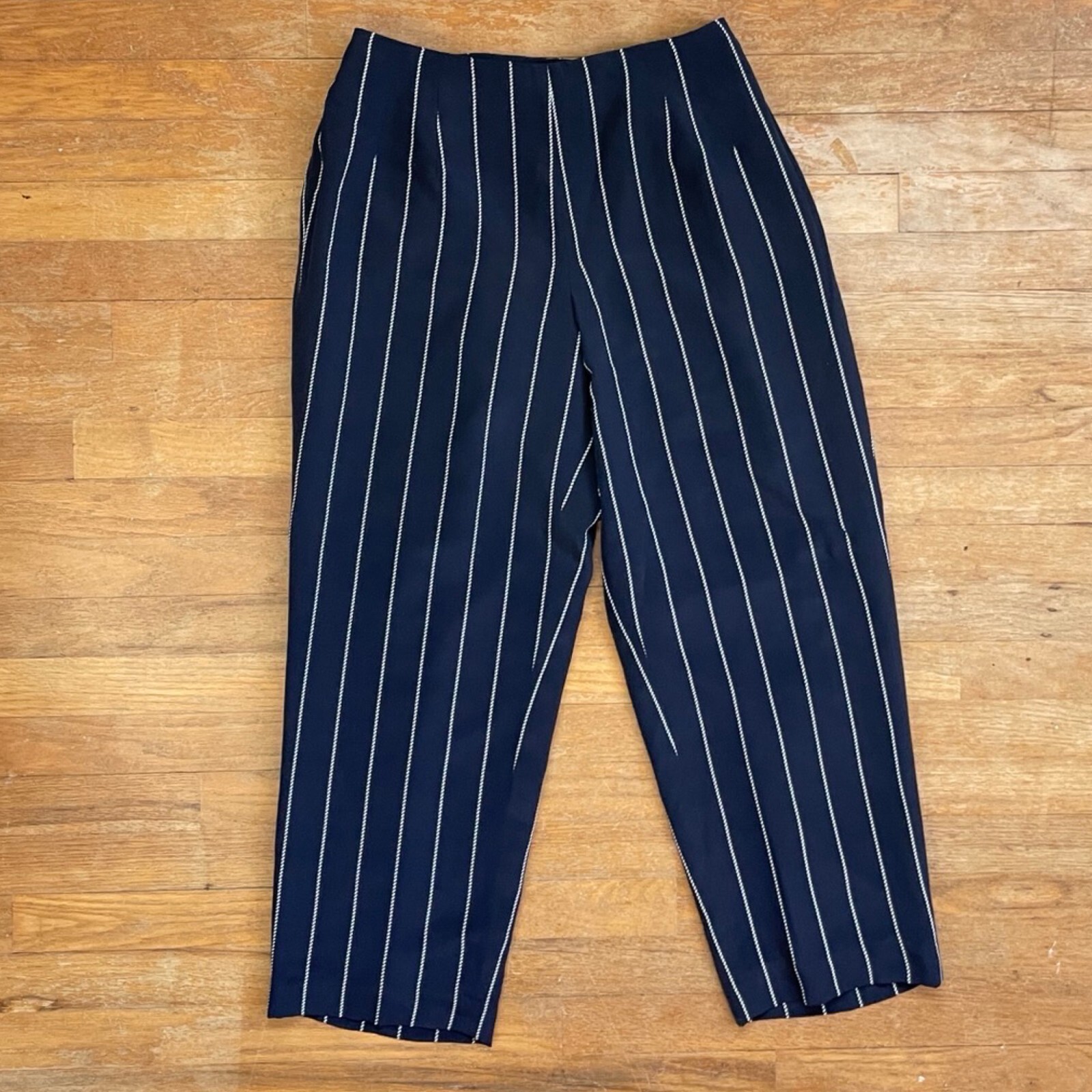 Vintage Striped Silk Pants Womens Size Large 29-31&Prime; Waist 1990s Nautical Trouser
