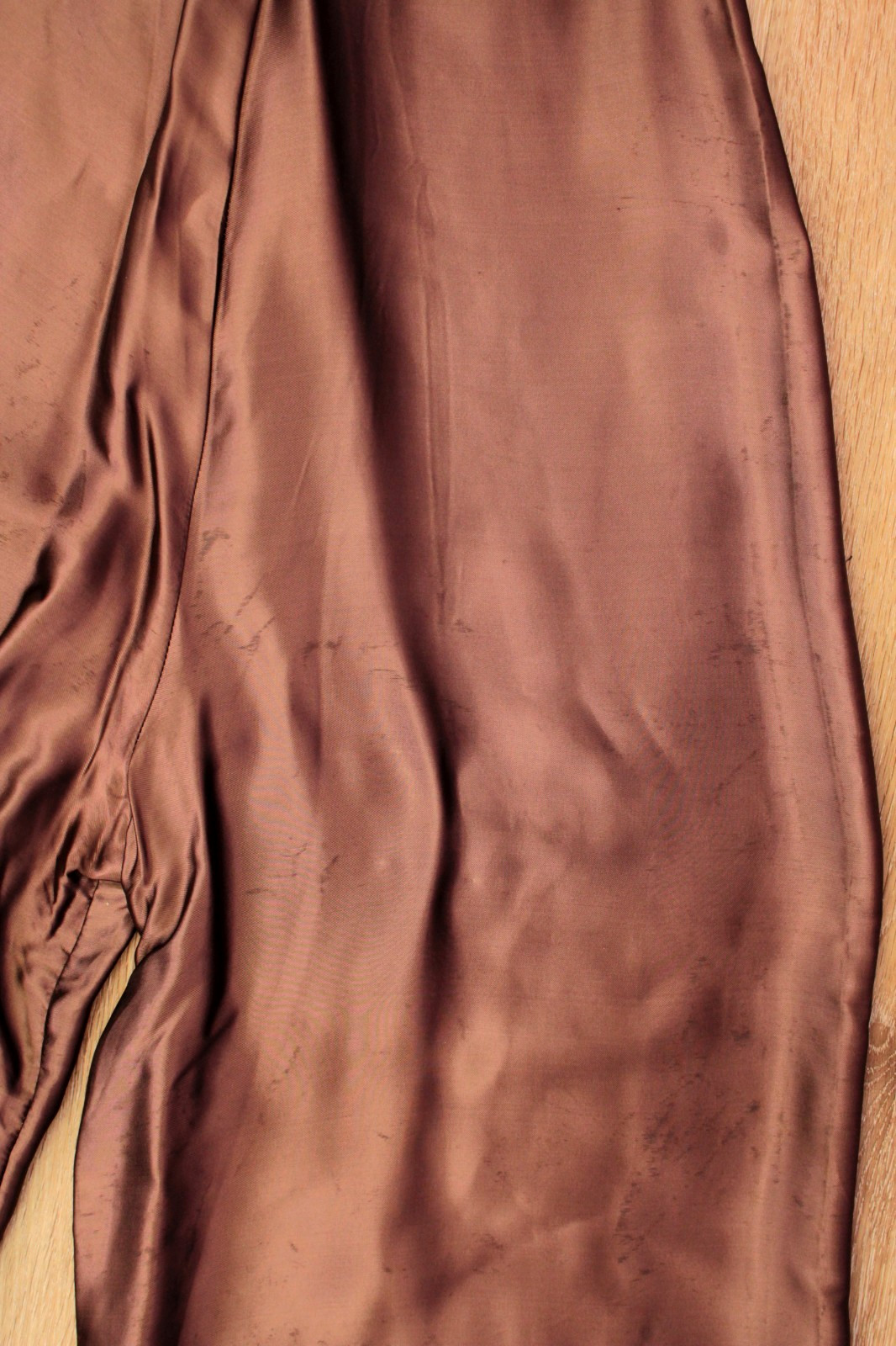 VTG Women&rsquo;s 40s Brown / Bronze Satin Side Button Wide Leg Pajama Pants S/M 1940s