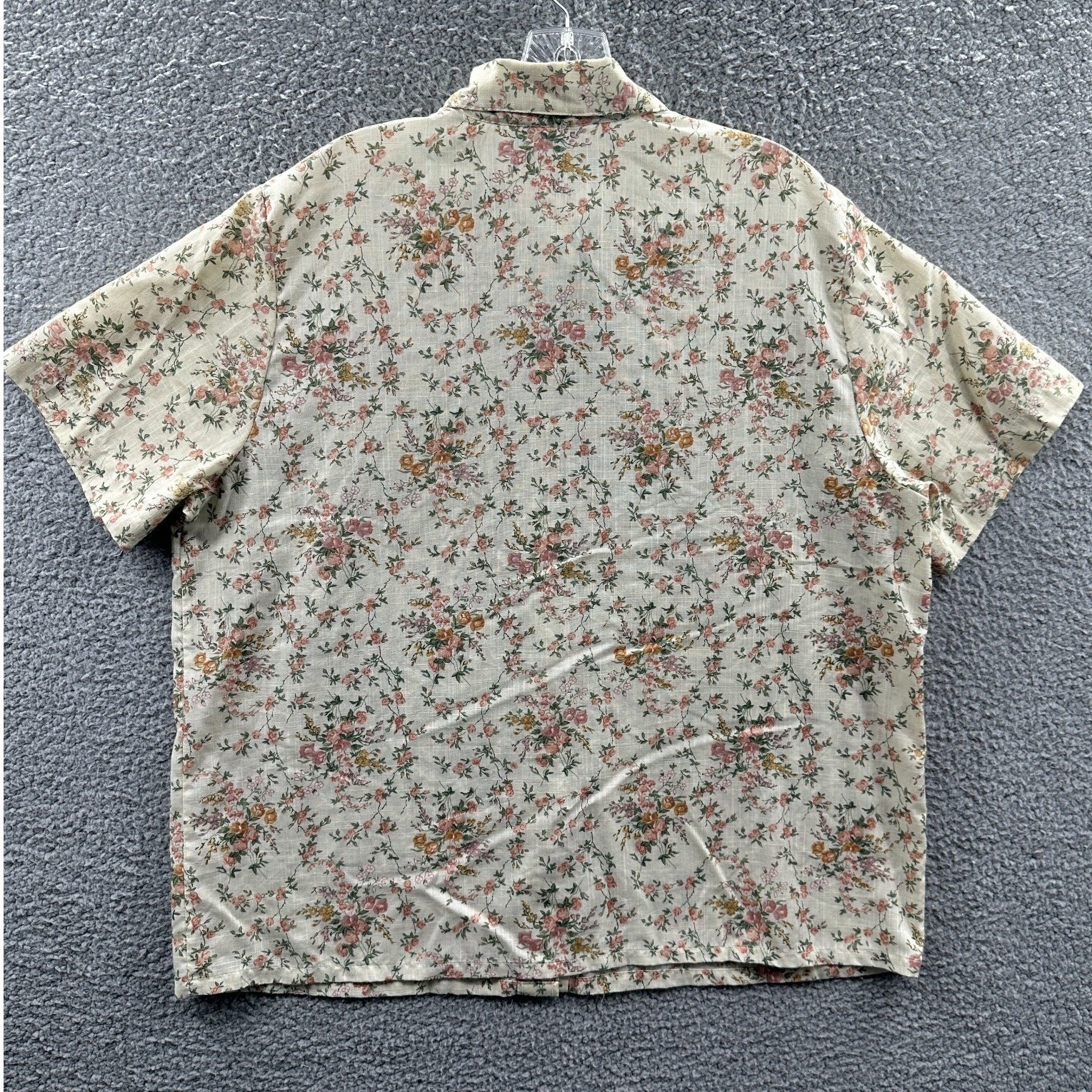 Vintage Women Cottage Button Front Blouse 18 Prairie Floral Romantic Lightweight