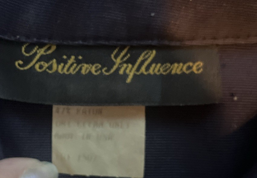 Vintage Positive Influence Navy Belted Midi Dress USA Art Deco Buttons Size 6