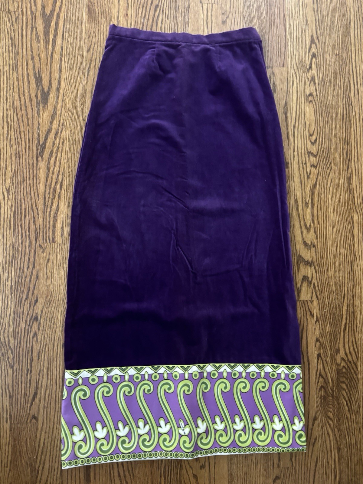 Paganne By Gene Berk Deep Purple Velvet Maxi Long Skirt Sz 14 Waist 30”