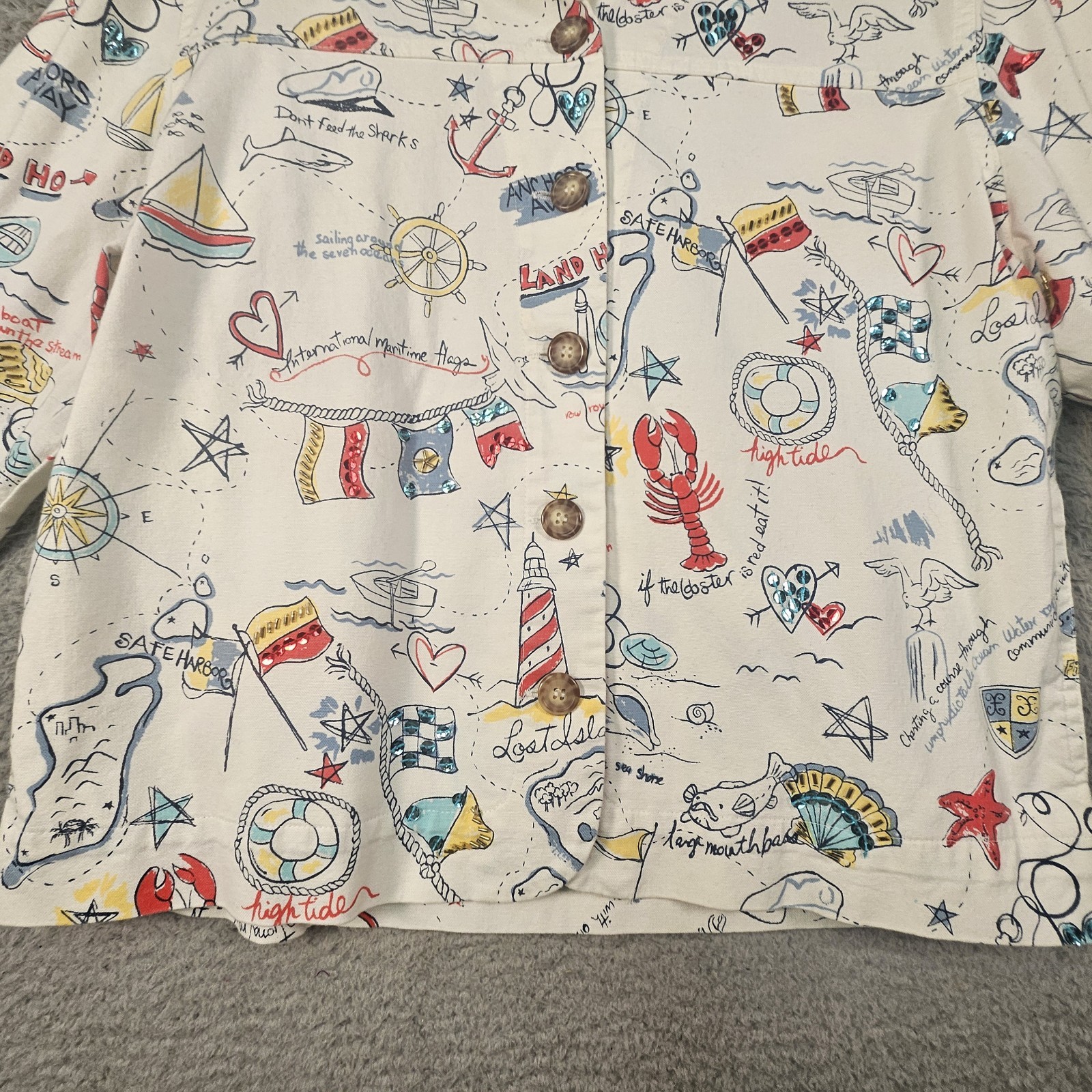 Vtg Graff Nautical Jacket Womens M Coastal Grandma Ecclectic Preppy Cruise Vacay