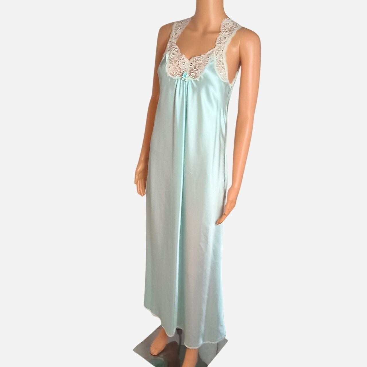 Vintage Christian Dior Paris Lingerie Seafoam Satin Lace Nightgown Sz S – Wear