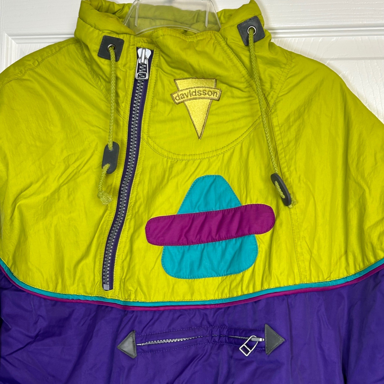 Vintage Davidsson USA Ski Jacket Womens XS Neon Colorblock Pullover 80s 90s