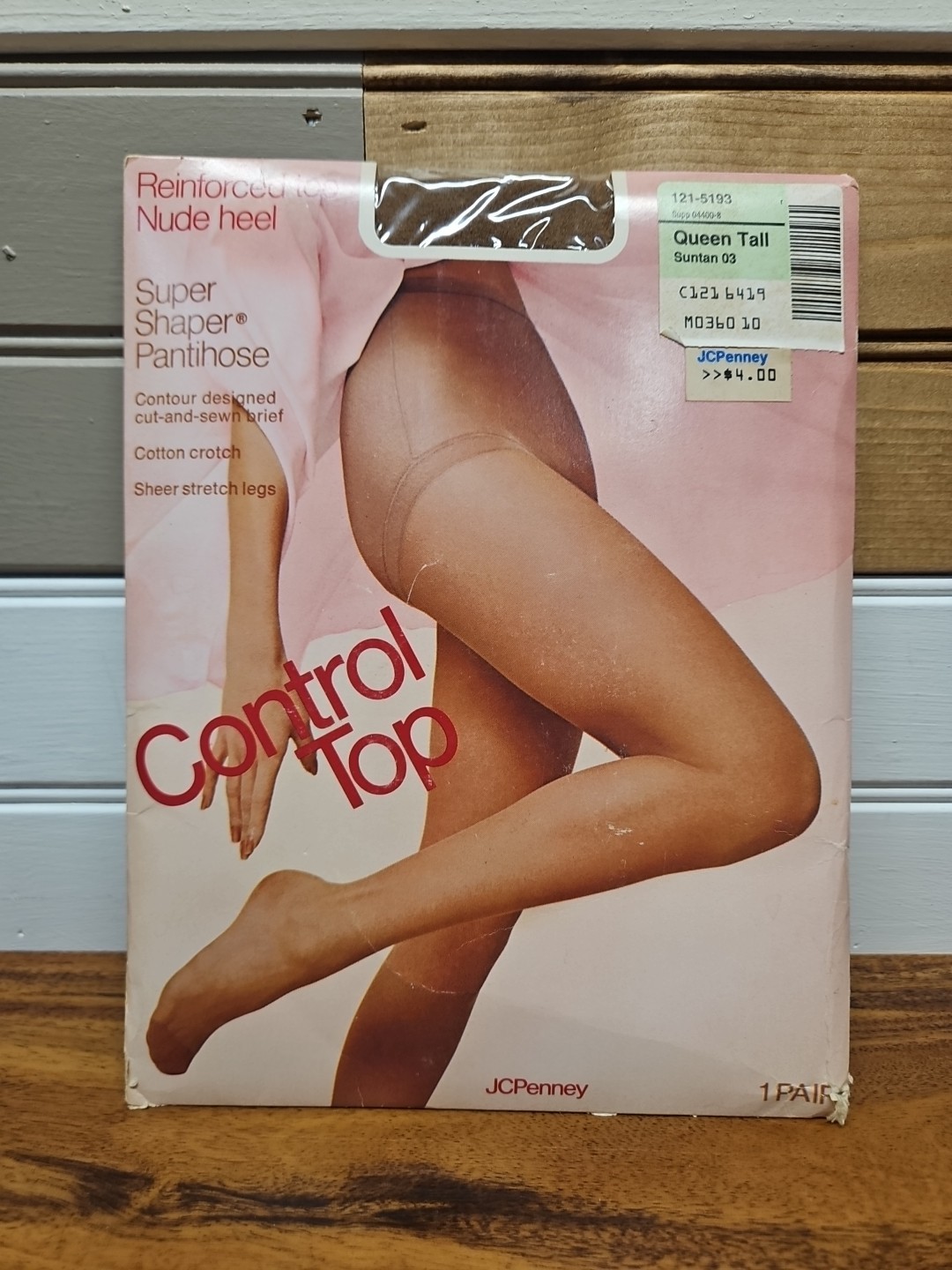 Vintage Unused Queen Tall Pantyhose Jcpenny Control Top Suntan 03 Super Shaper