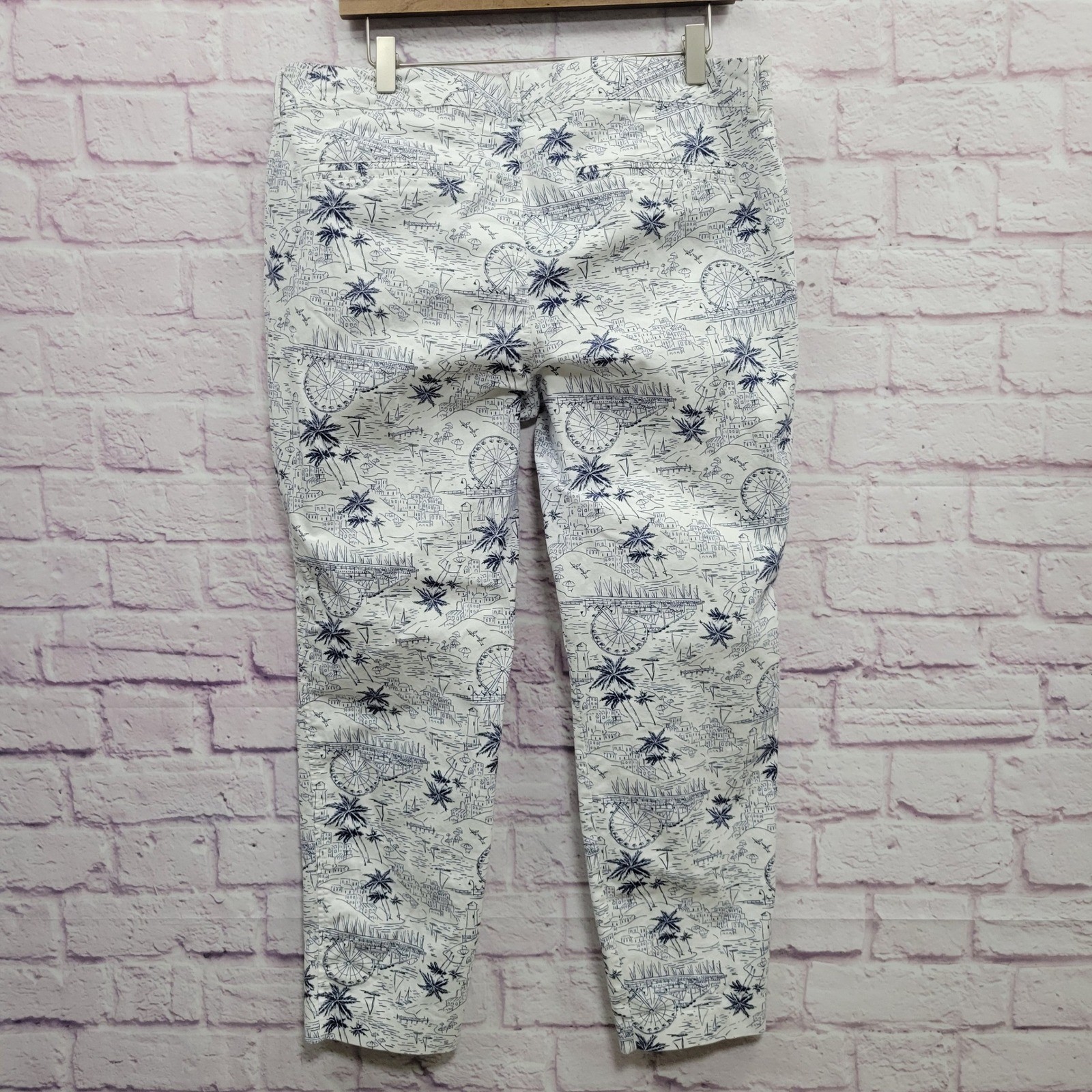 Old Navy Pixie Chino Ankle Pants Wmns 14 Scenic Toile Print Y2K Coquette Preppy