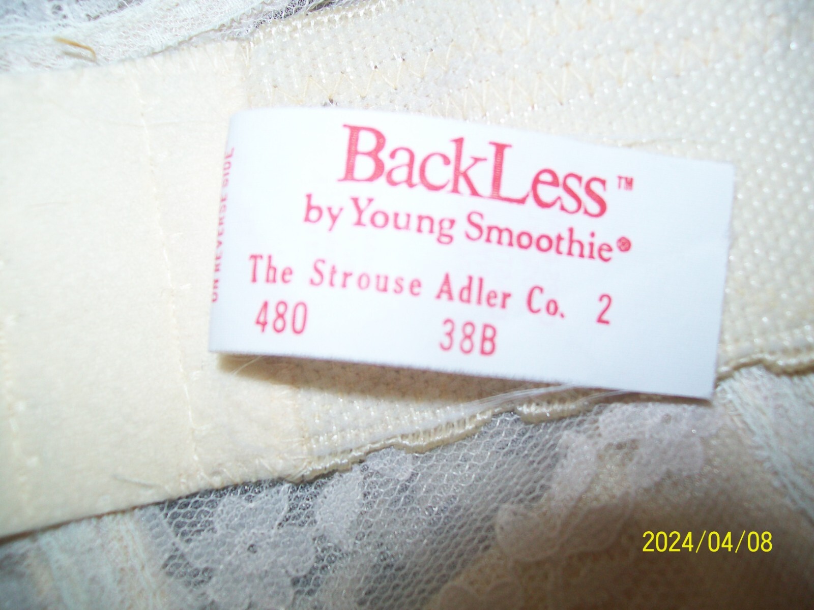 Vintage Nude Bra BackLess by Young Smoothie The Strouse Adler Co 70s ~Size 38B