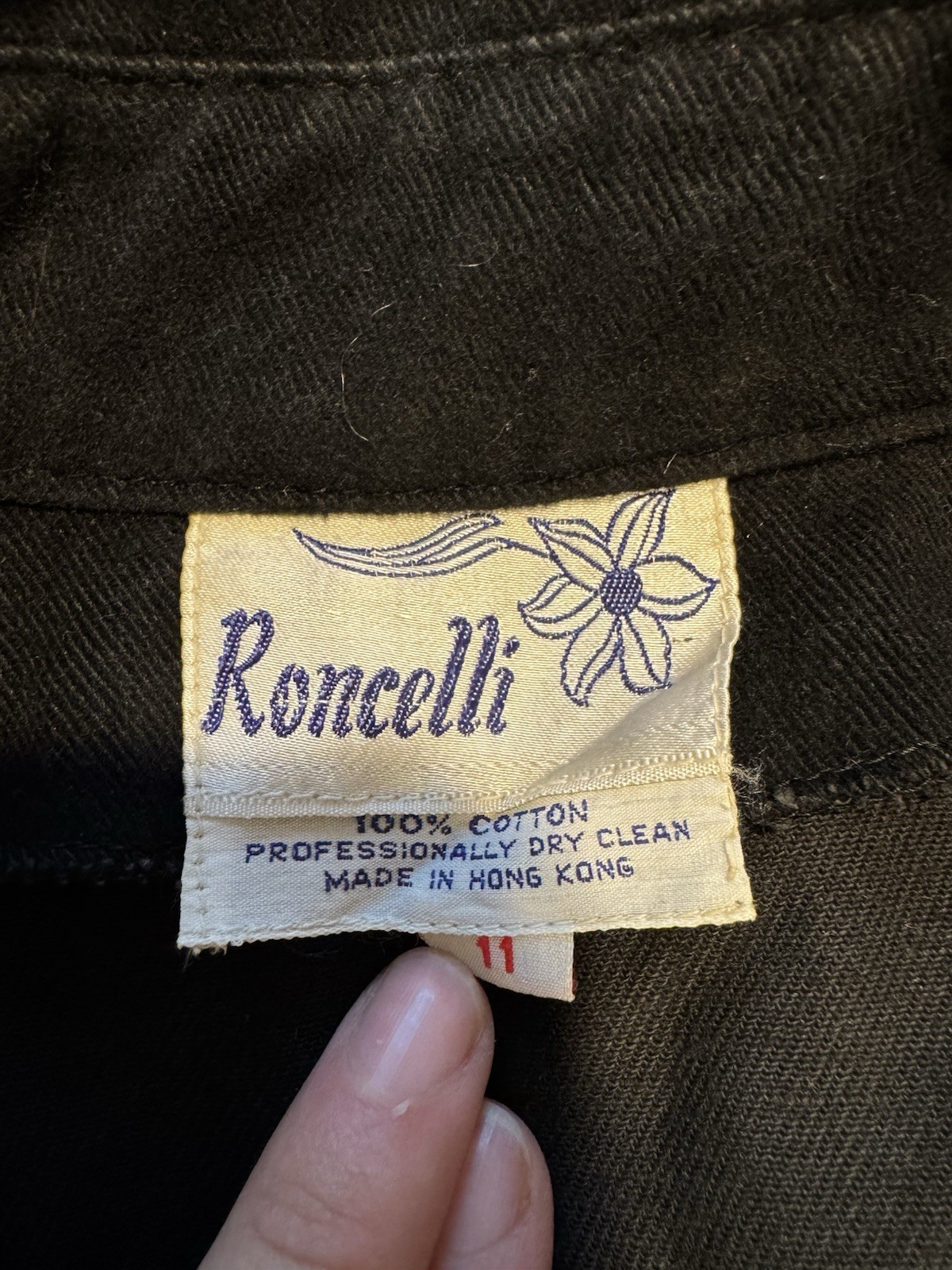 RARE Vintage Roncelli’s Suit. Authentic 70s Black Cotton With White Piping