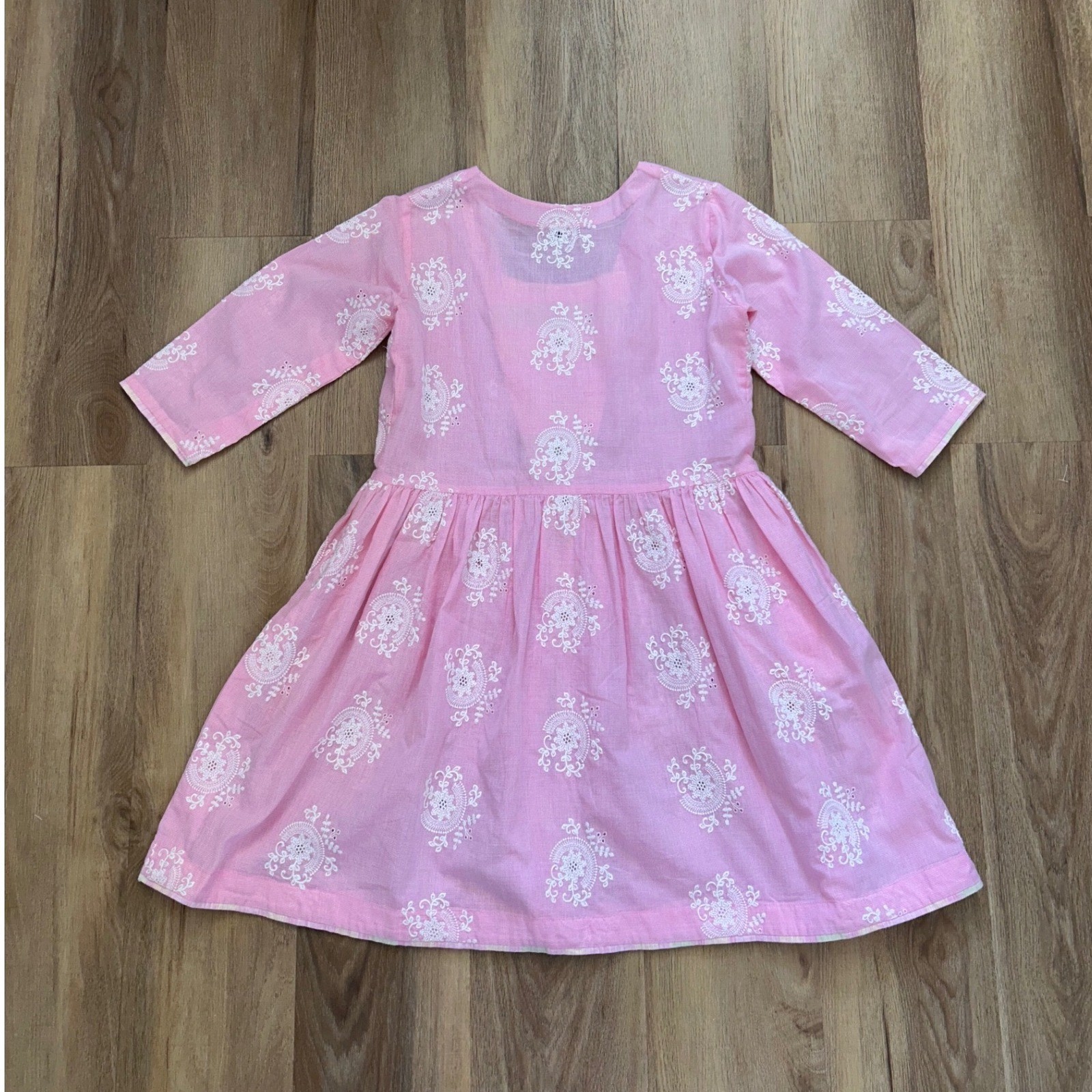Handmade Vintage Pink Gingham Embroidered Cottagecore dress prairie Small