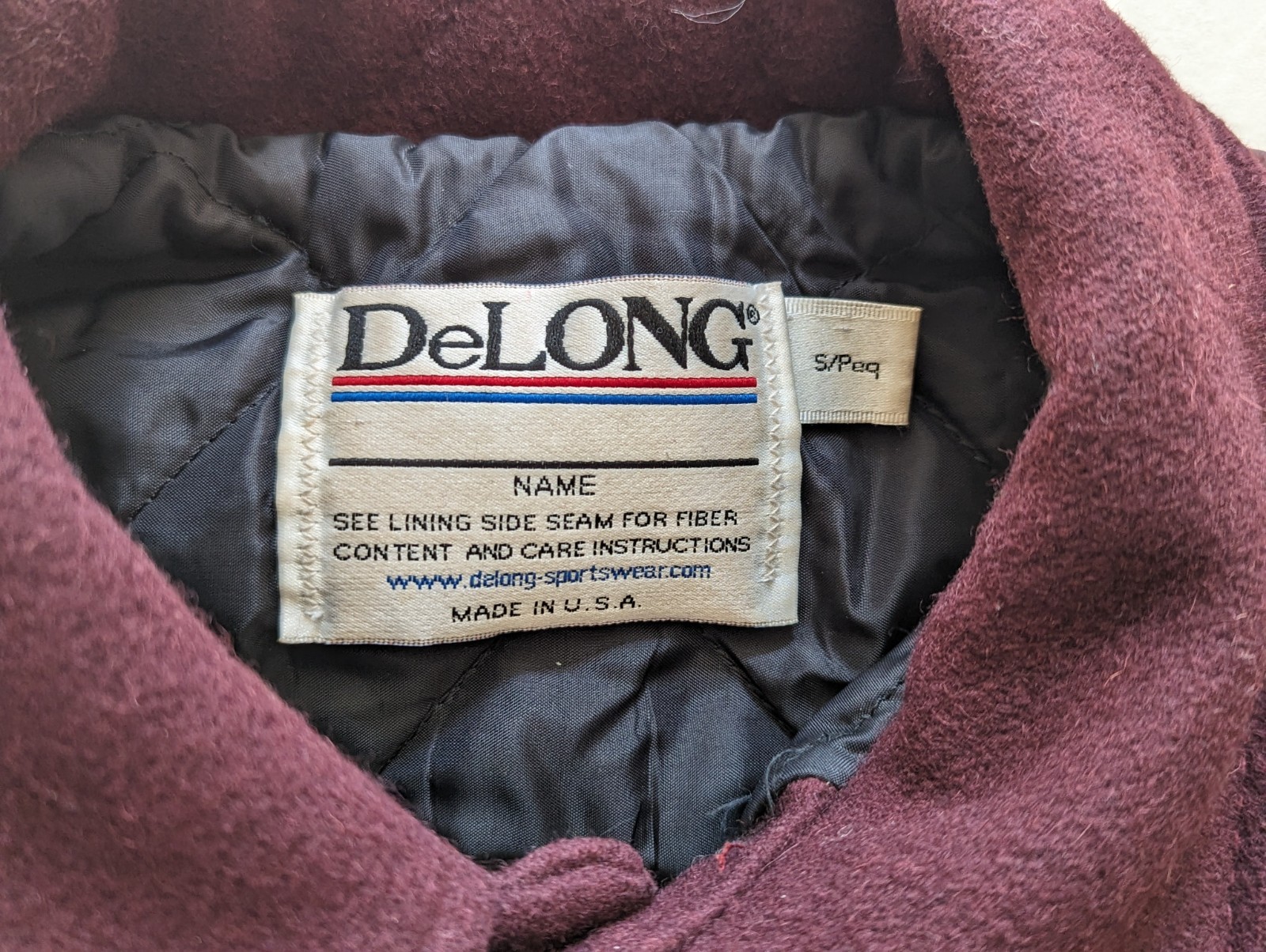 DeLONG Planoettes PSHS Varsity Jacket Maroon Wool Small Plano Senior High School