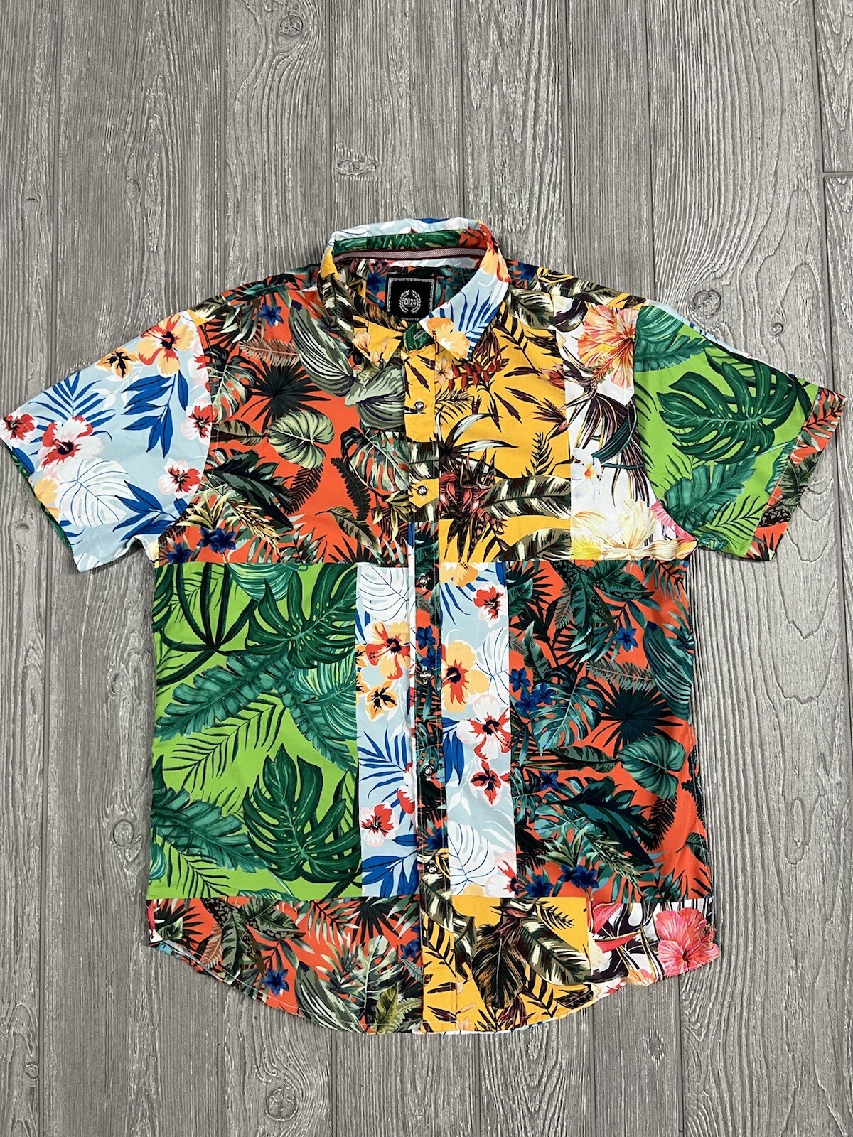 CR-24 Bordo Cromato Hawaiian Shirt Women’s M All Over Tropical Floral Print VTG