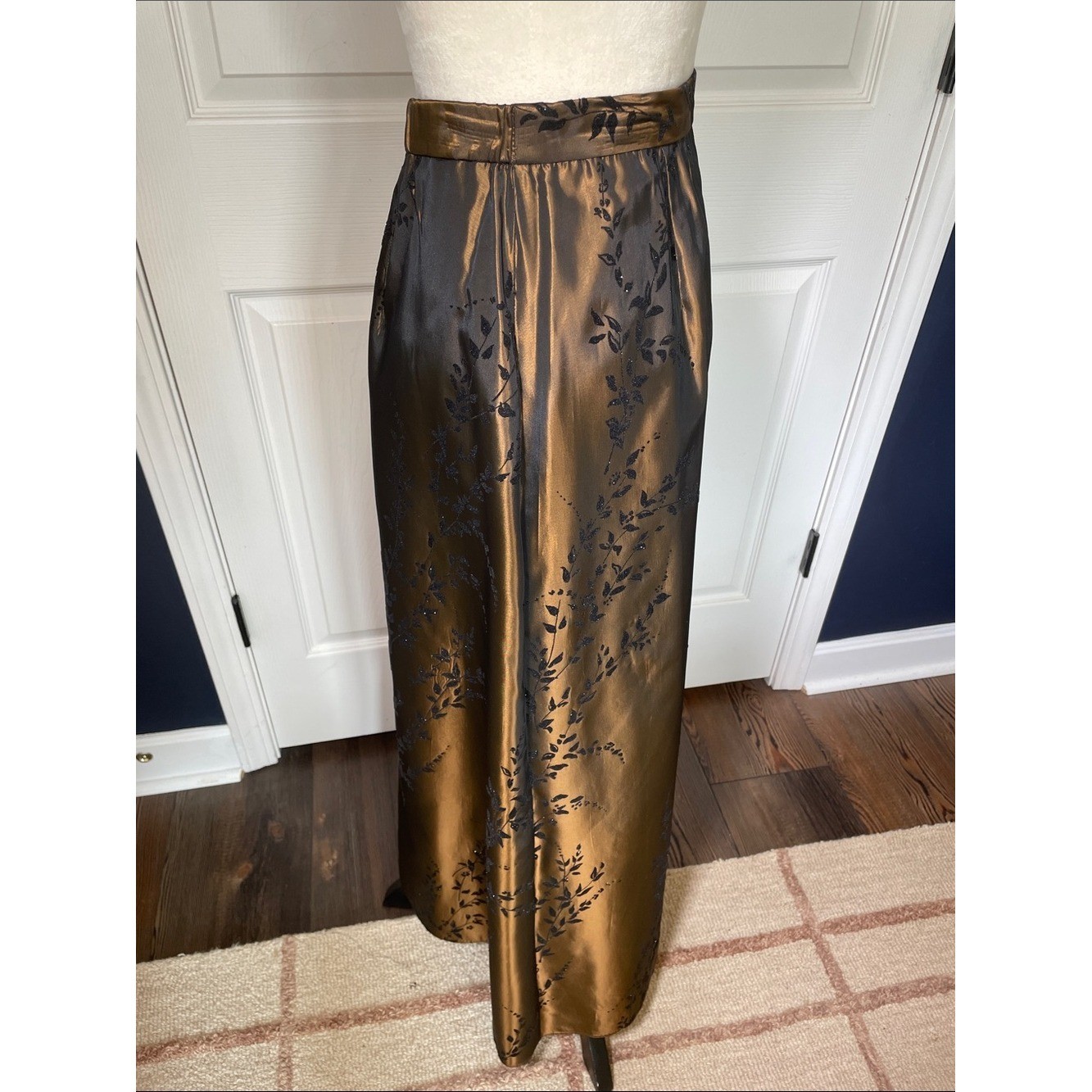NWT Vintage 90s Jeffrey & Dara Maxi Bronze Taffeta Skirt Size 14W
