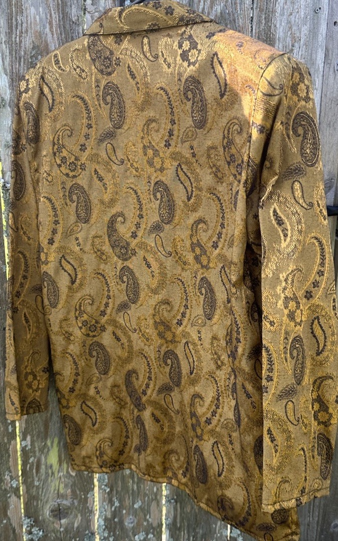 Trimmings Gold Paisley Print Blazer Women’s Size M Style# 10263 Special Occasion
