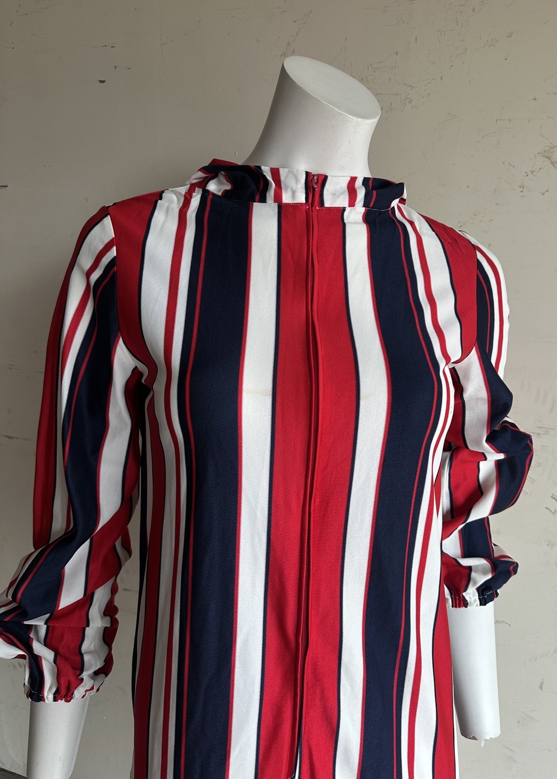 Vintage 60s 70s Striped Hooded Caftan Mod Boho Groovy