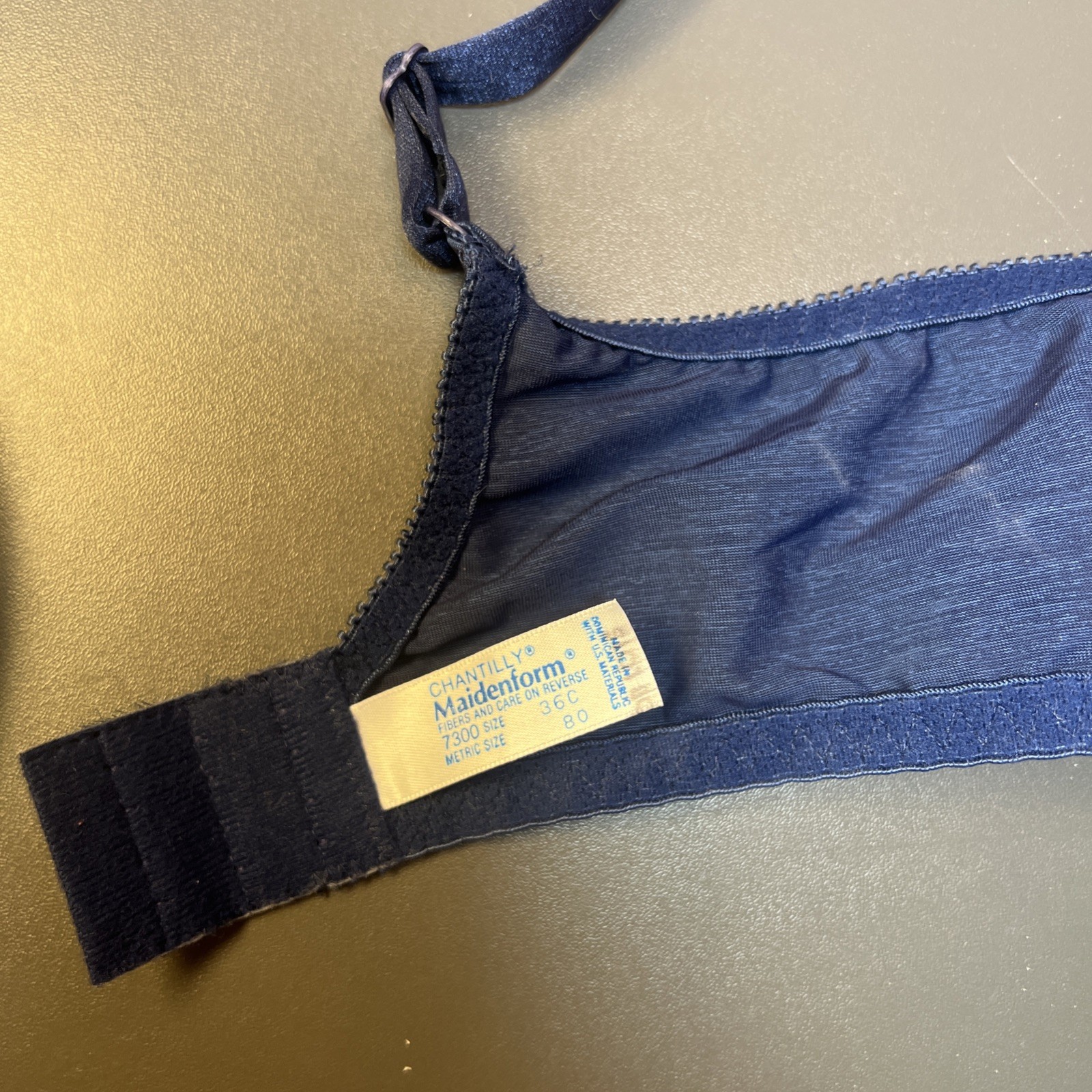 Vintage Chantilly Maidenform Bra 36C Wired Unlined No Pads Floral W/ Blue Lace