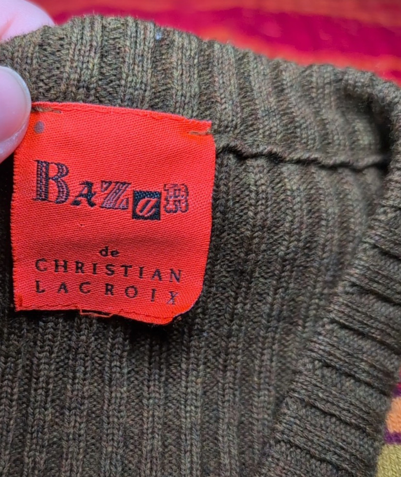 Vintage BAZAR Christian Lacroix Boho Beaded Accent Sweater Vest *See desc for sz