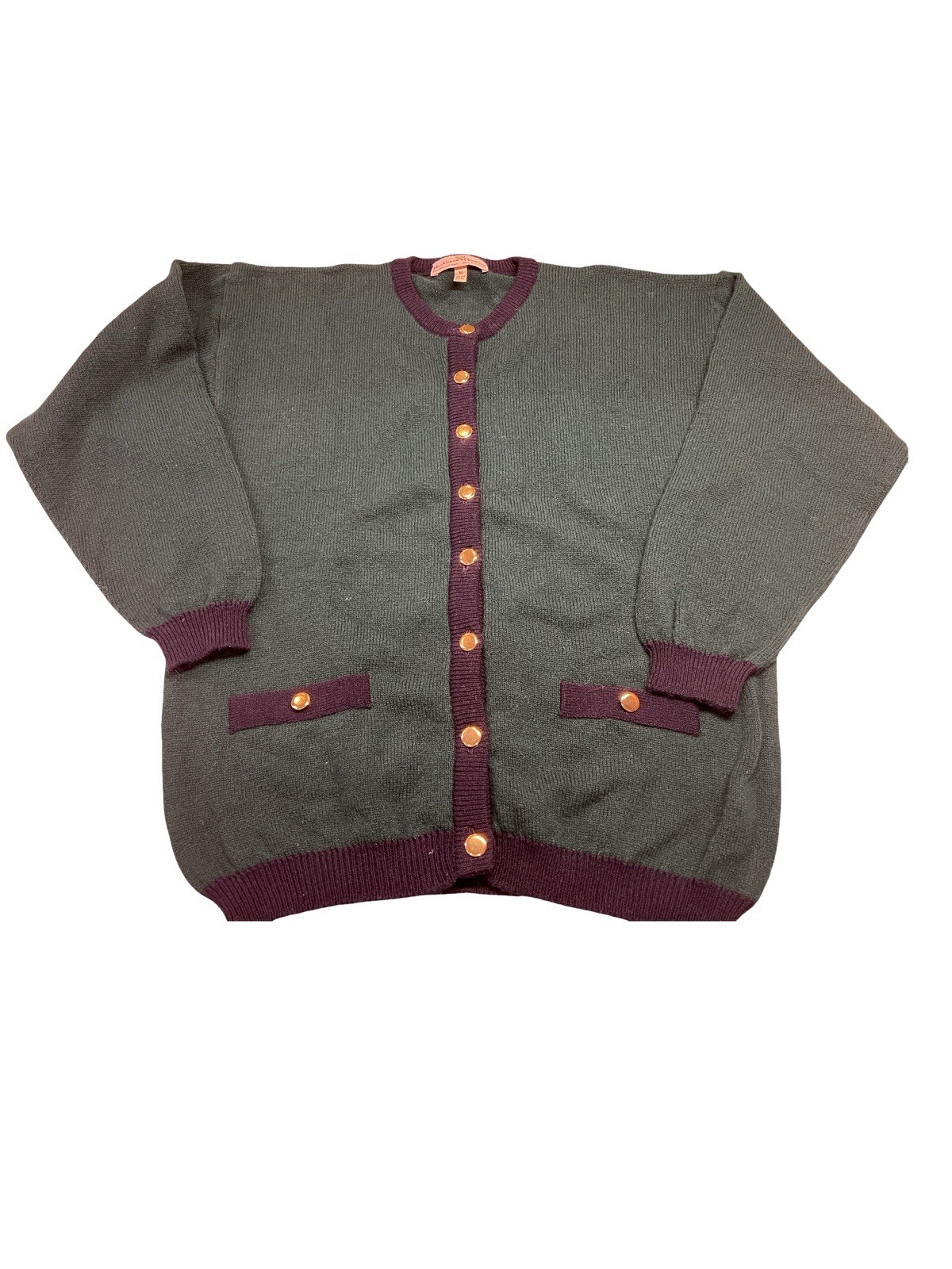 VTG Mackinnon Of Scotland Women’s Lambswool Cardigan Sweater Green Blue 38/40