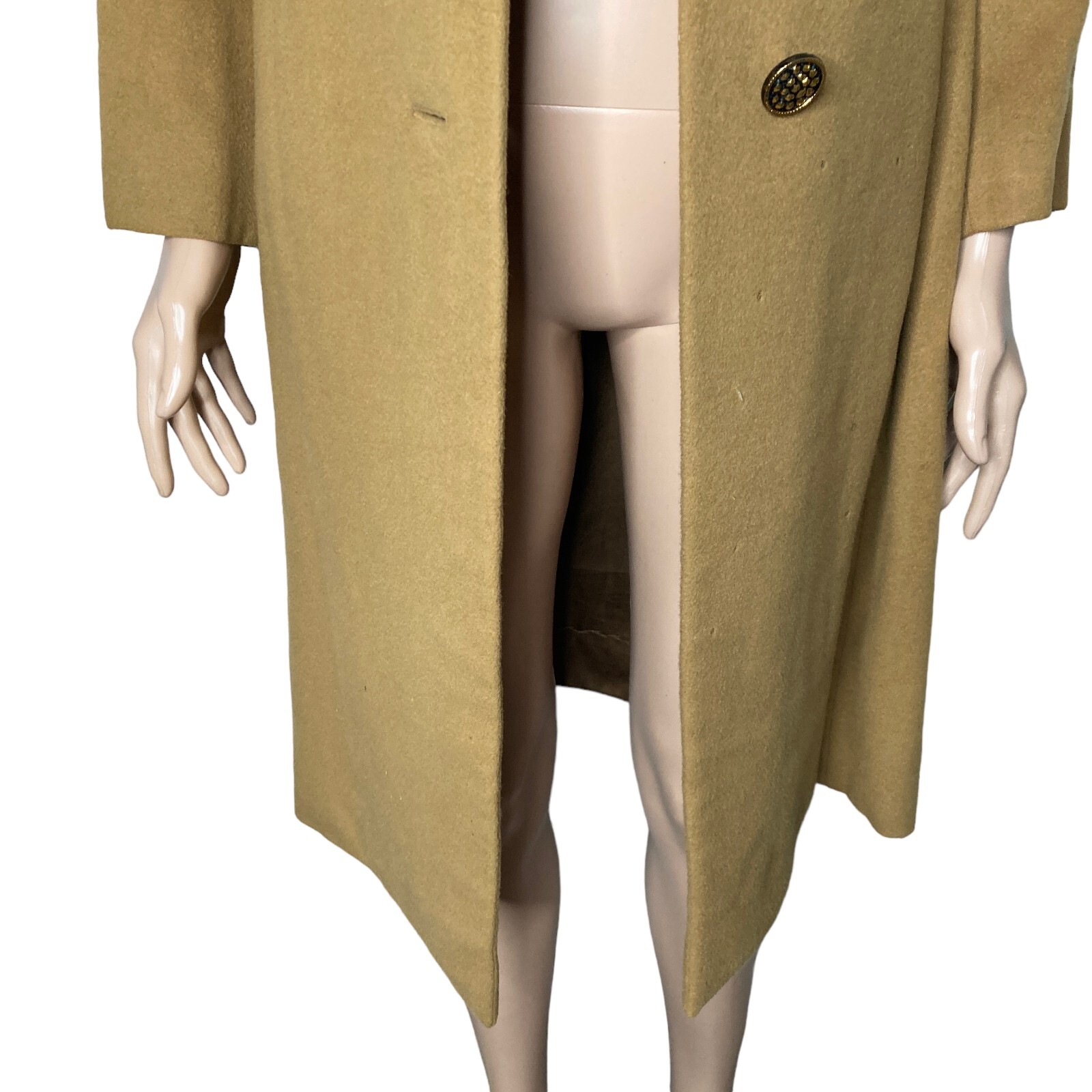 Vintage 40s Cashmere Trench Coat Womens Small Prince Fashions Light Brown