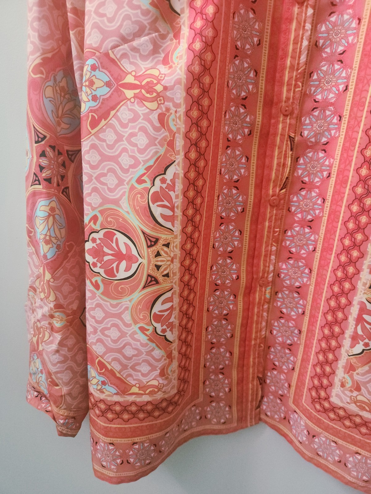 Rafaella Paisley Print Button Up Blouse Womens Large Convertible Long Sleeve