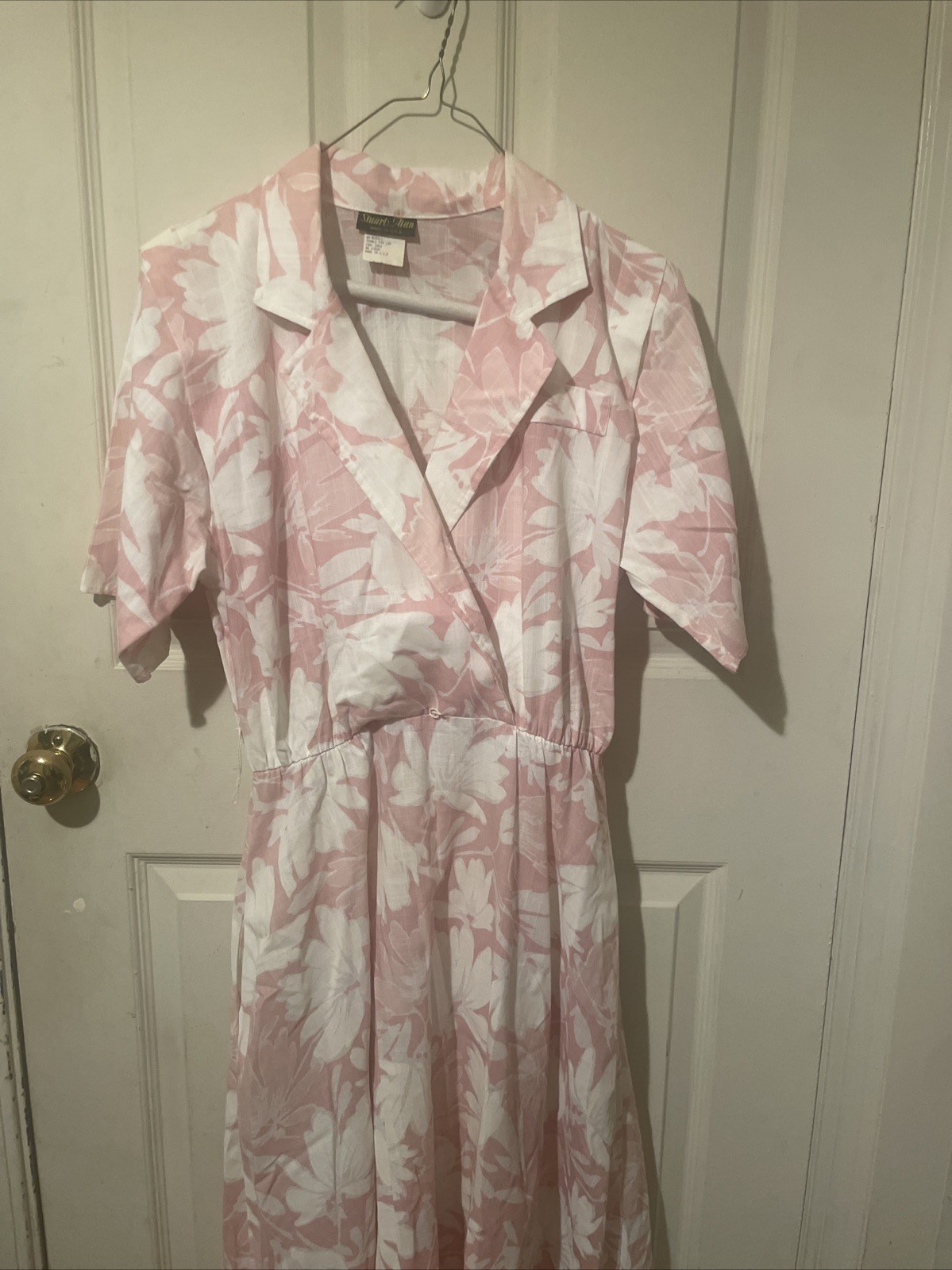 Vintage 80s Pink Dress Daisy Floral Print Size 10 Stuart Alan Summer Easter