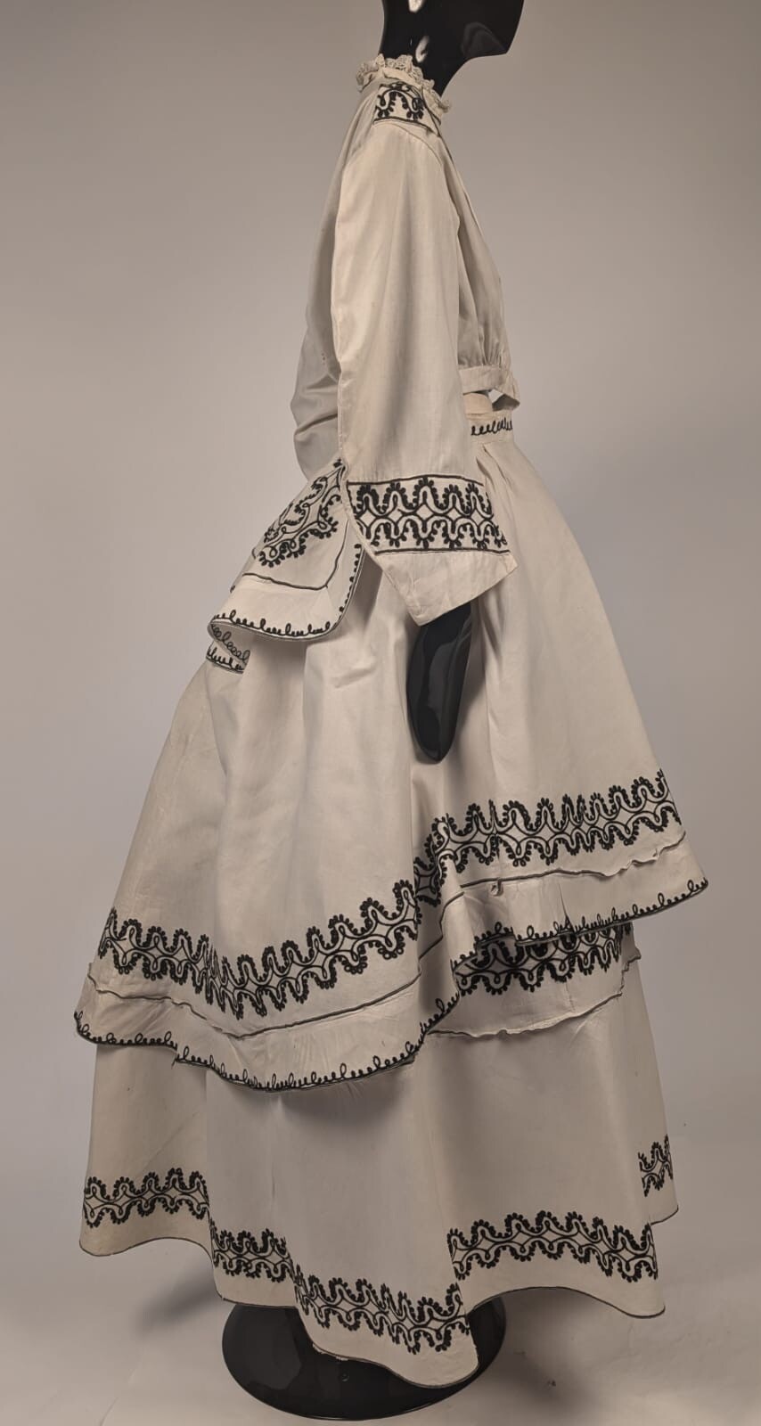 ANTIQUE CIVIL WAR ERA 1860’S 3 PC WALKING SUIT DRESS W BRAID DETAILING