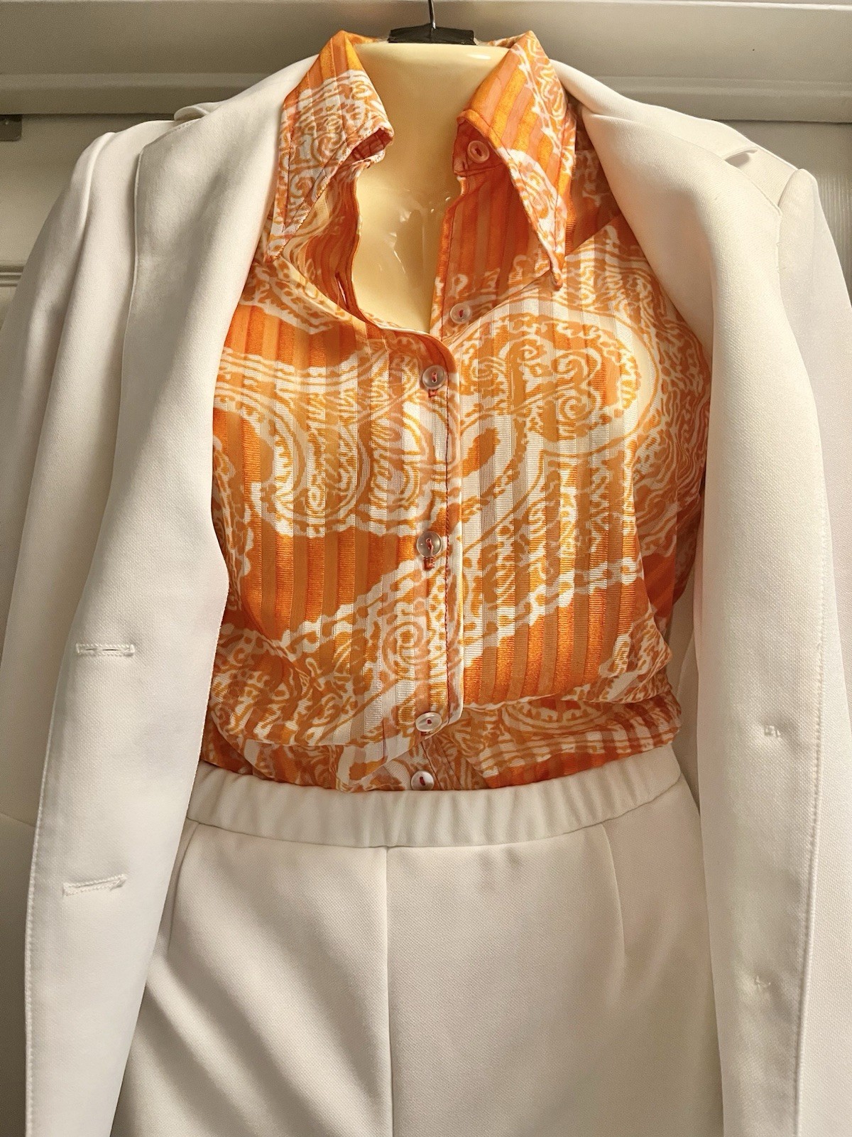 Vintage Devon White 3 Piece Suit Separates Jacket Skirt Pants & Blouse Size 7/8