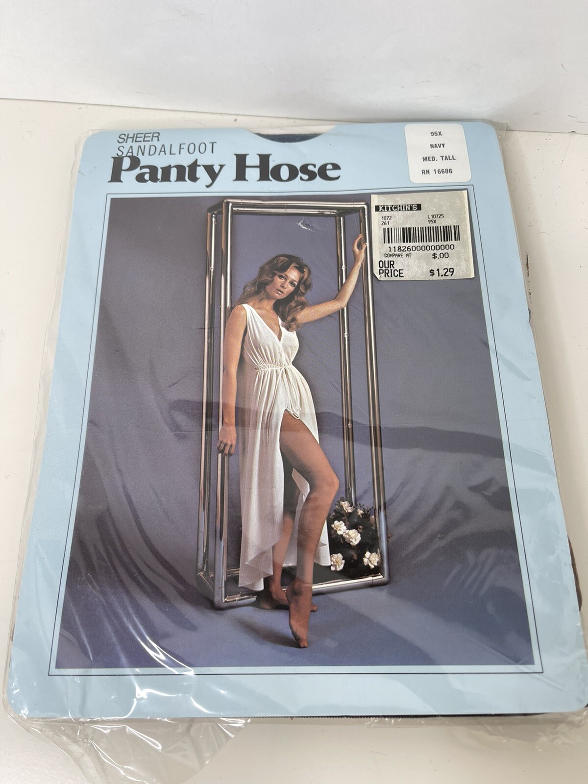 Vintage Sheer Sandalfoot Navy medium tall Panty Hose 1970’s NOS Sexy Nylon
