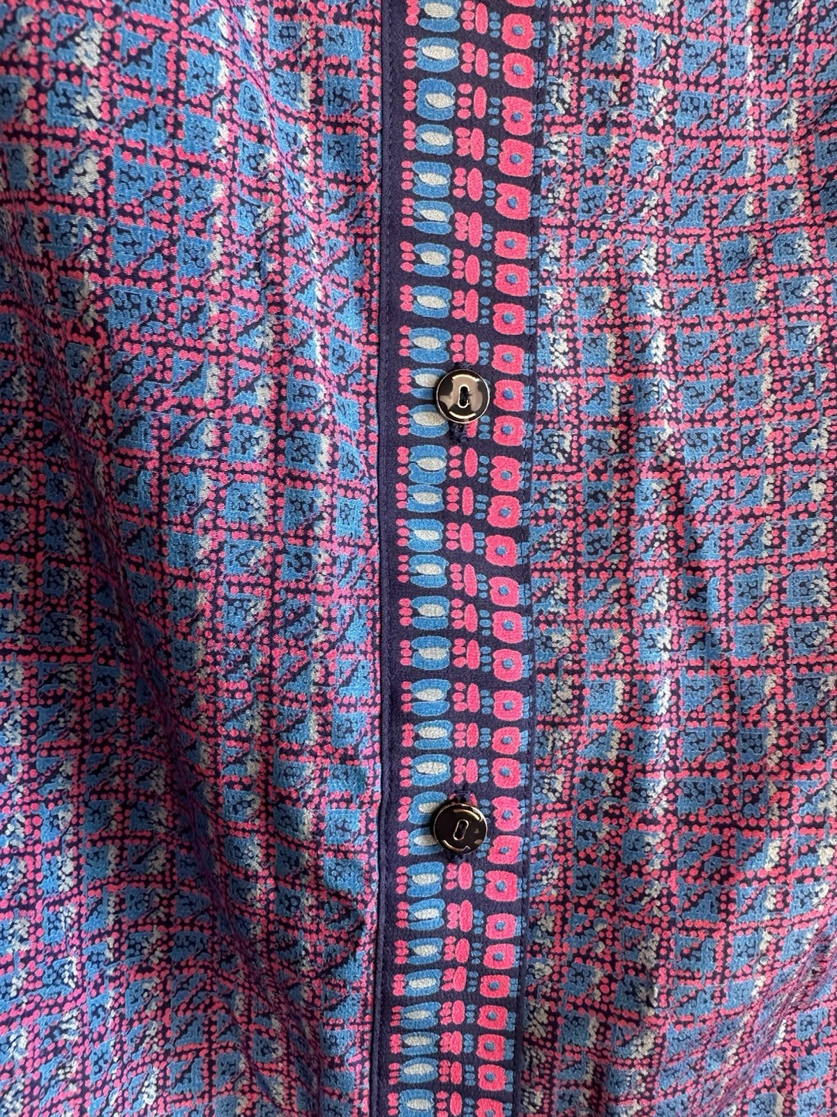 Vintage Callore Japan Geometric Button Up Blouse Mod Retro 70s 80s