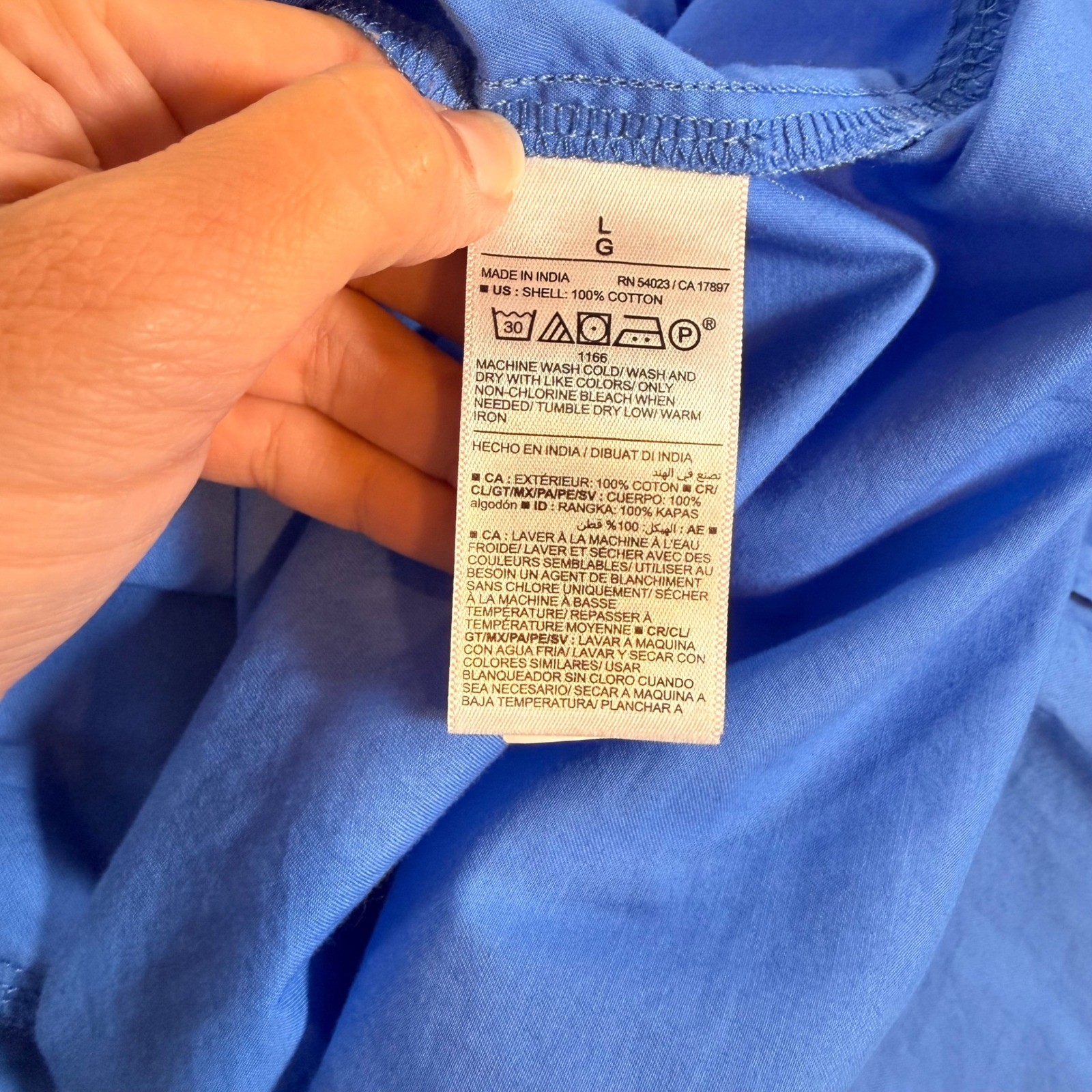 Old Navy Shirt Dress Womens L Blue Cotton Puff Sleeve Pockets Minimalist Casual