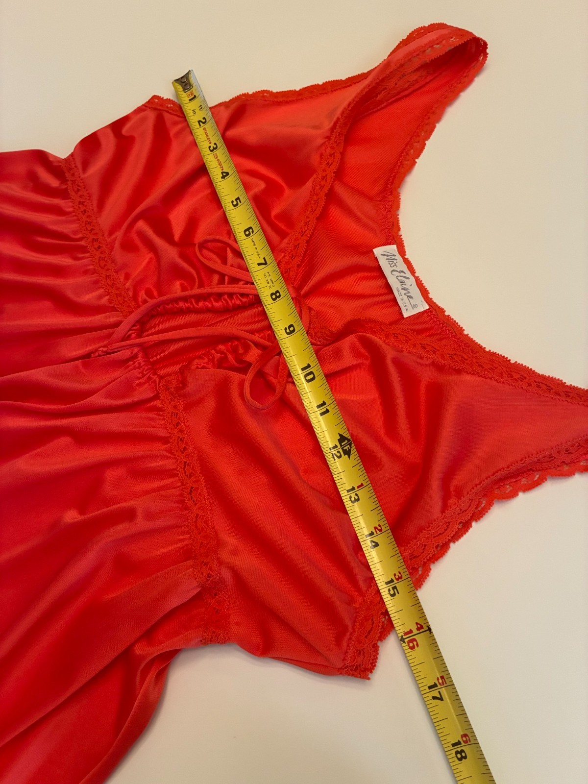 Vintage MISS ELAINE GRECIAN NIGHTGOWN Medium PEACH Orange Long Nylon Plunge Gown