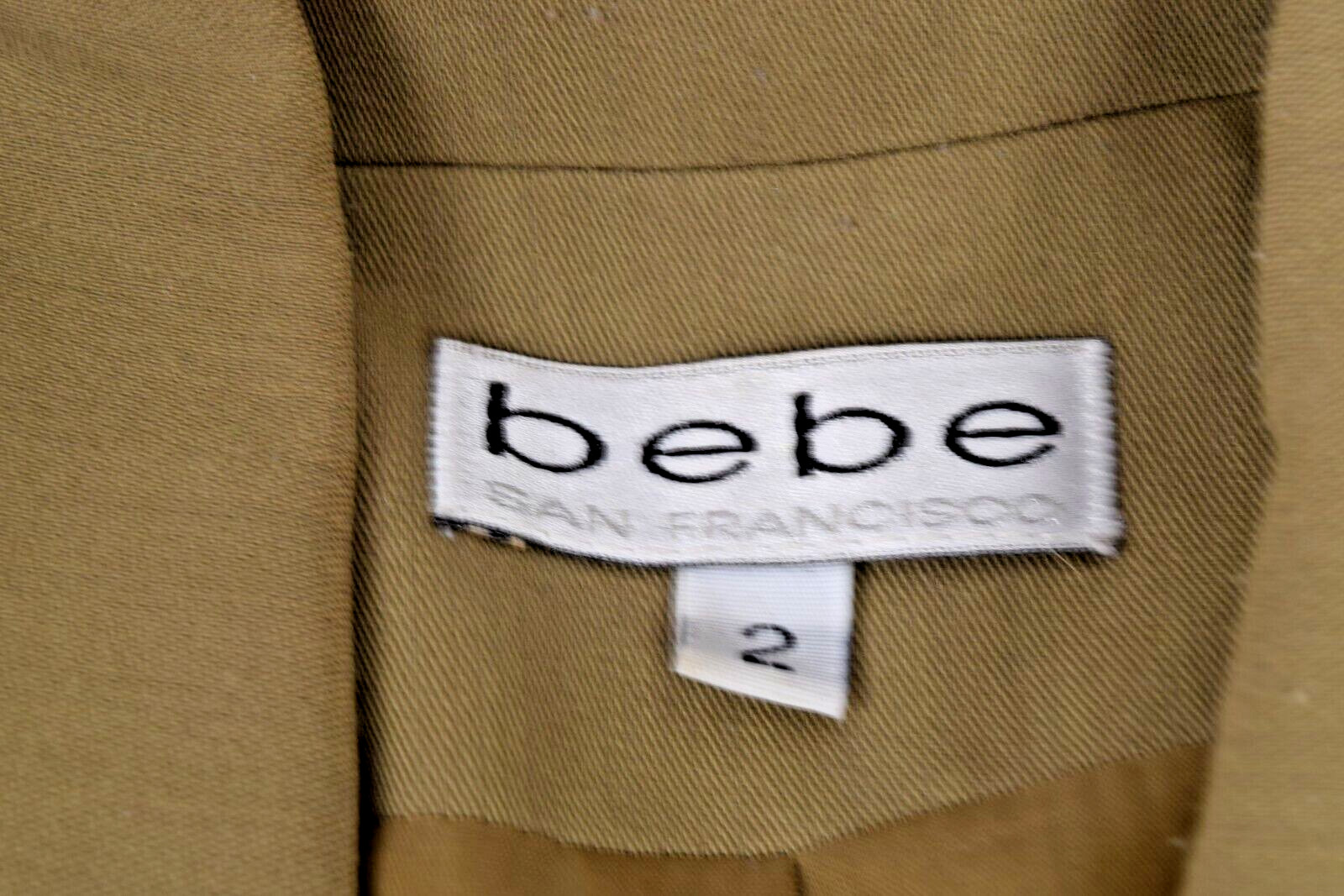 Vintage Bebe Jacket Shorts Set Size 2 80s Military Drab Bronze Buttons Made USA