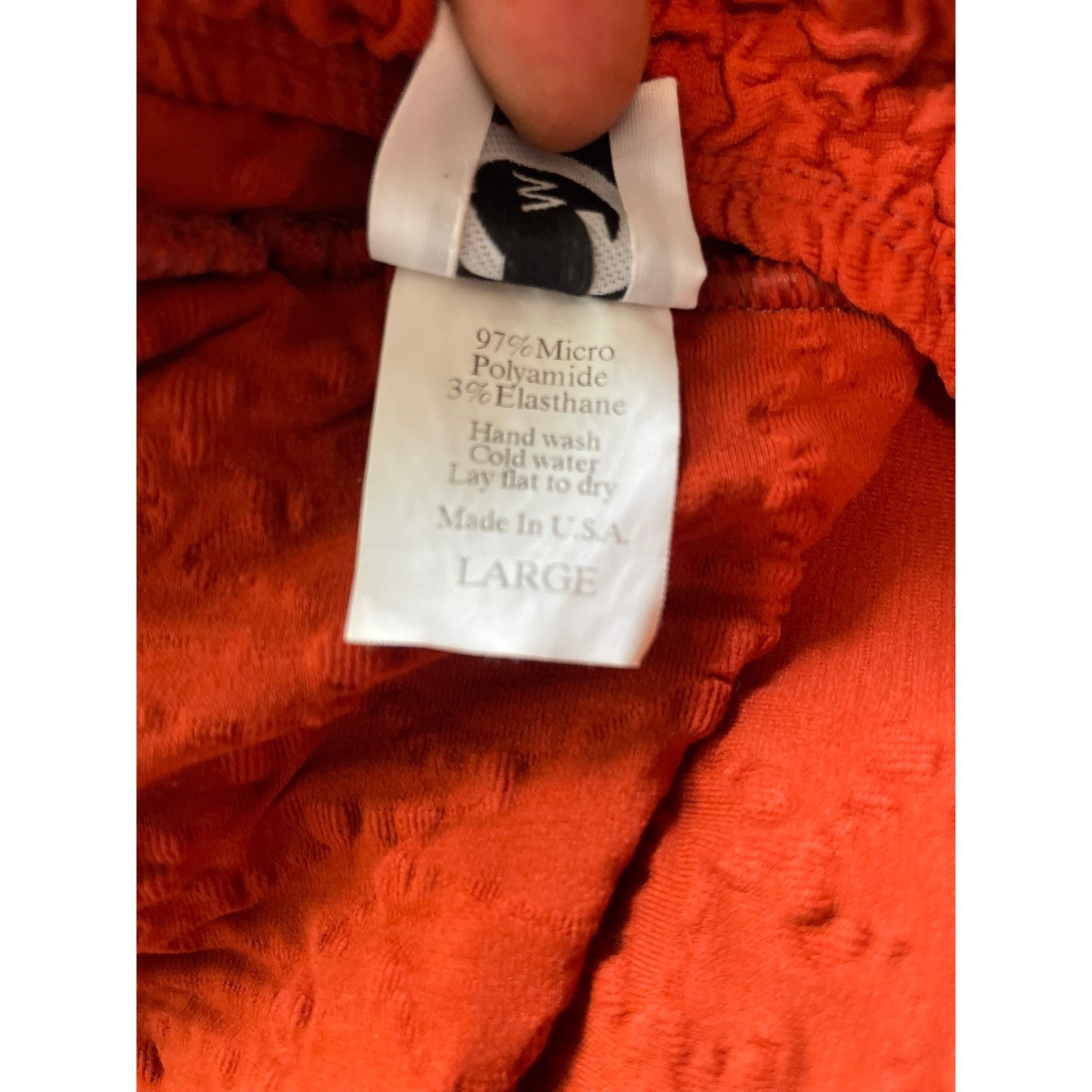 American Vtg Rust Orange Textured 3/4 BOHO Sleeve Blouse Top L
