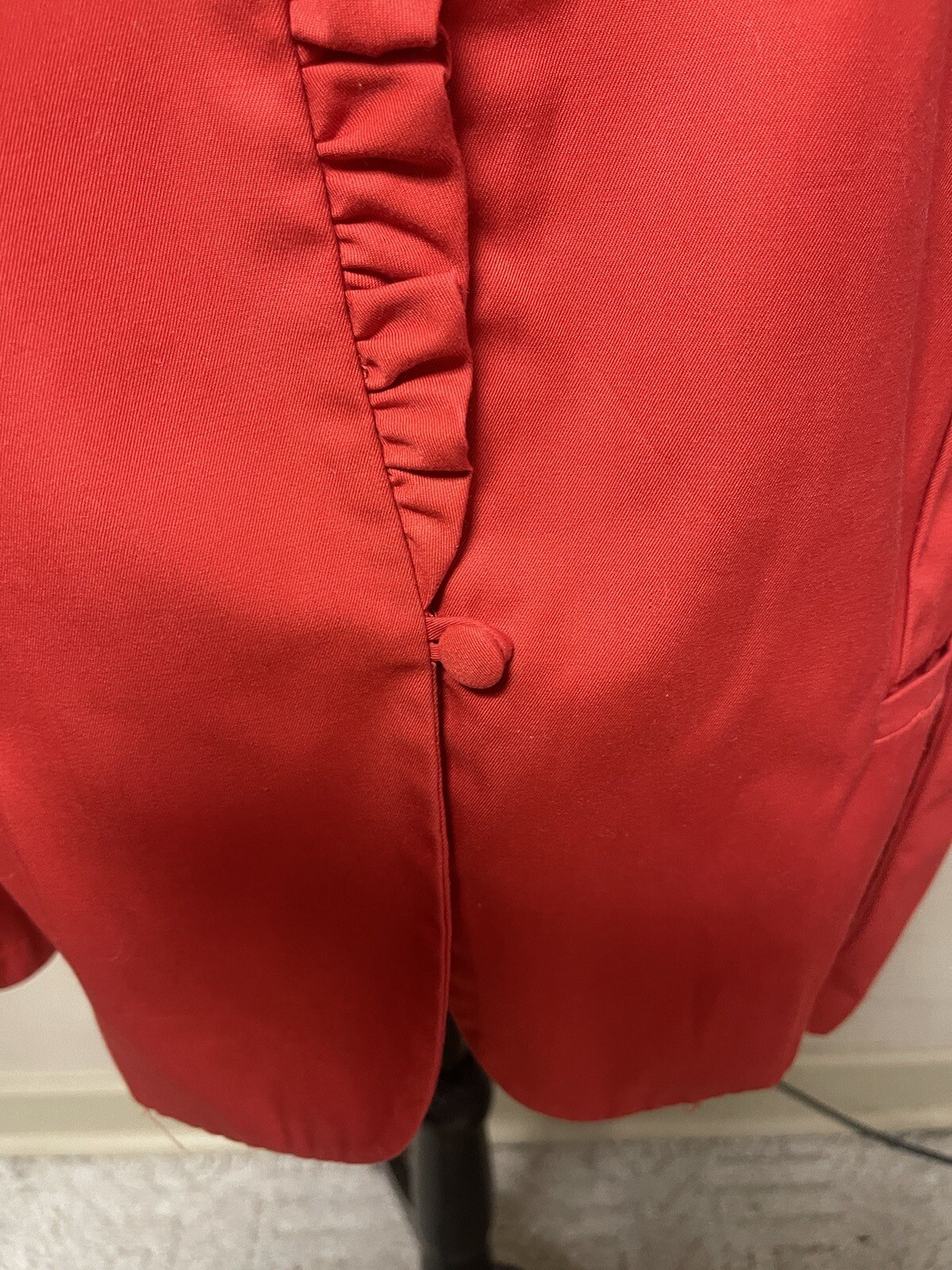 Vintage Women’s Red Ruffled One button Blazer Size 17/18 Polyblend9