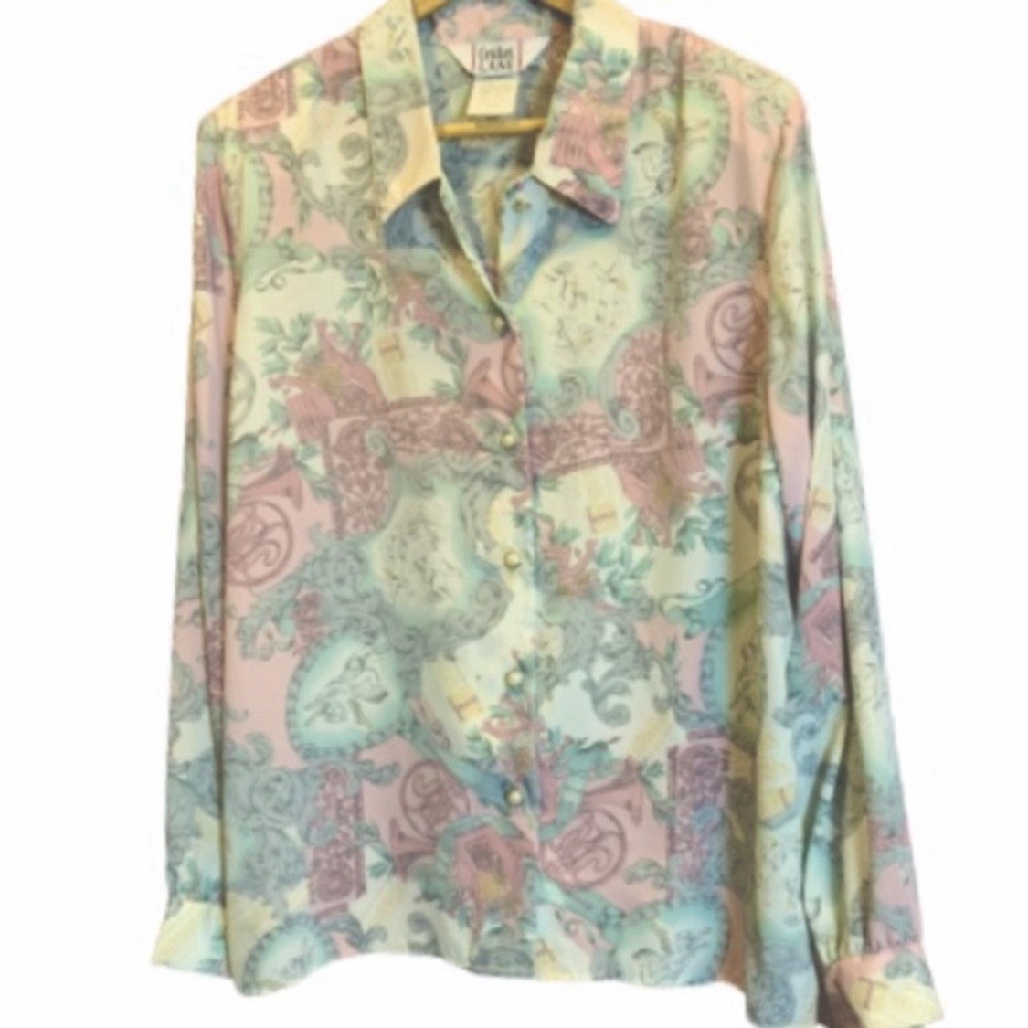 Vintage Cricket Lane Button Down Shirt Top Blouse Soft Pastel EUC 20W