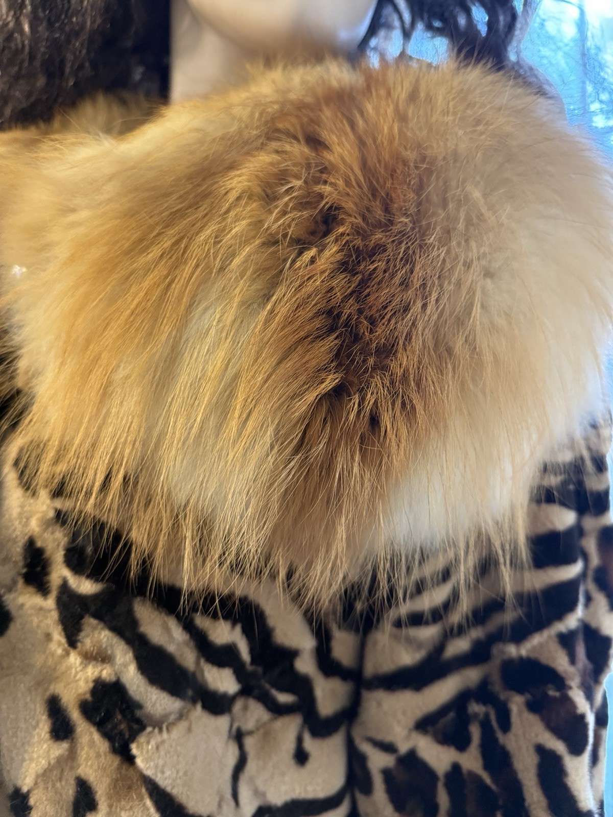 Birger Christensen Leopard Print Sheared Mink Fur Coat w/ Fox Collar & Cuffs M
