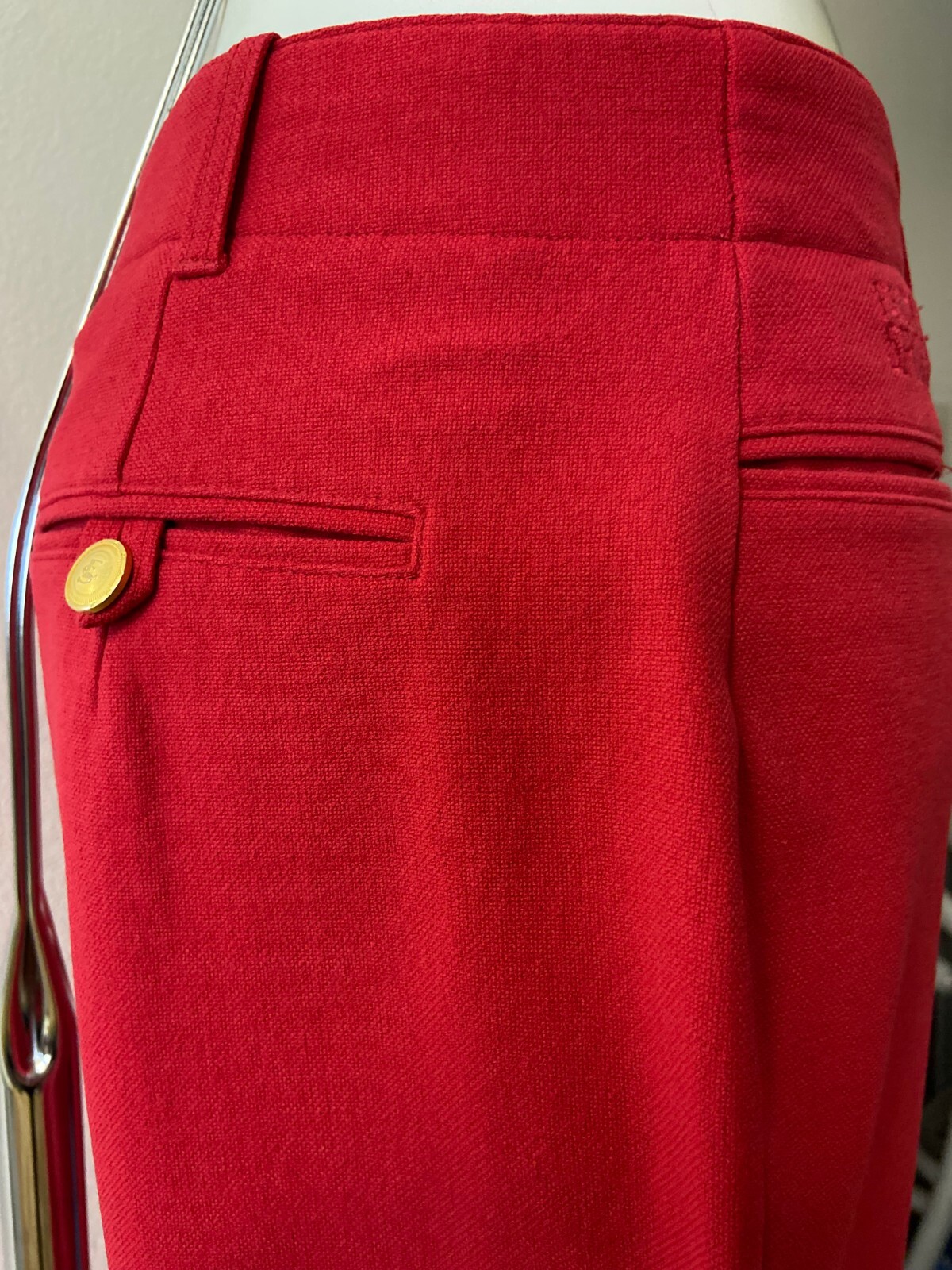 Designer 90s Escada Red Pants | Vintage Women&rsquo;s Cotton Trousers | Size EU 42