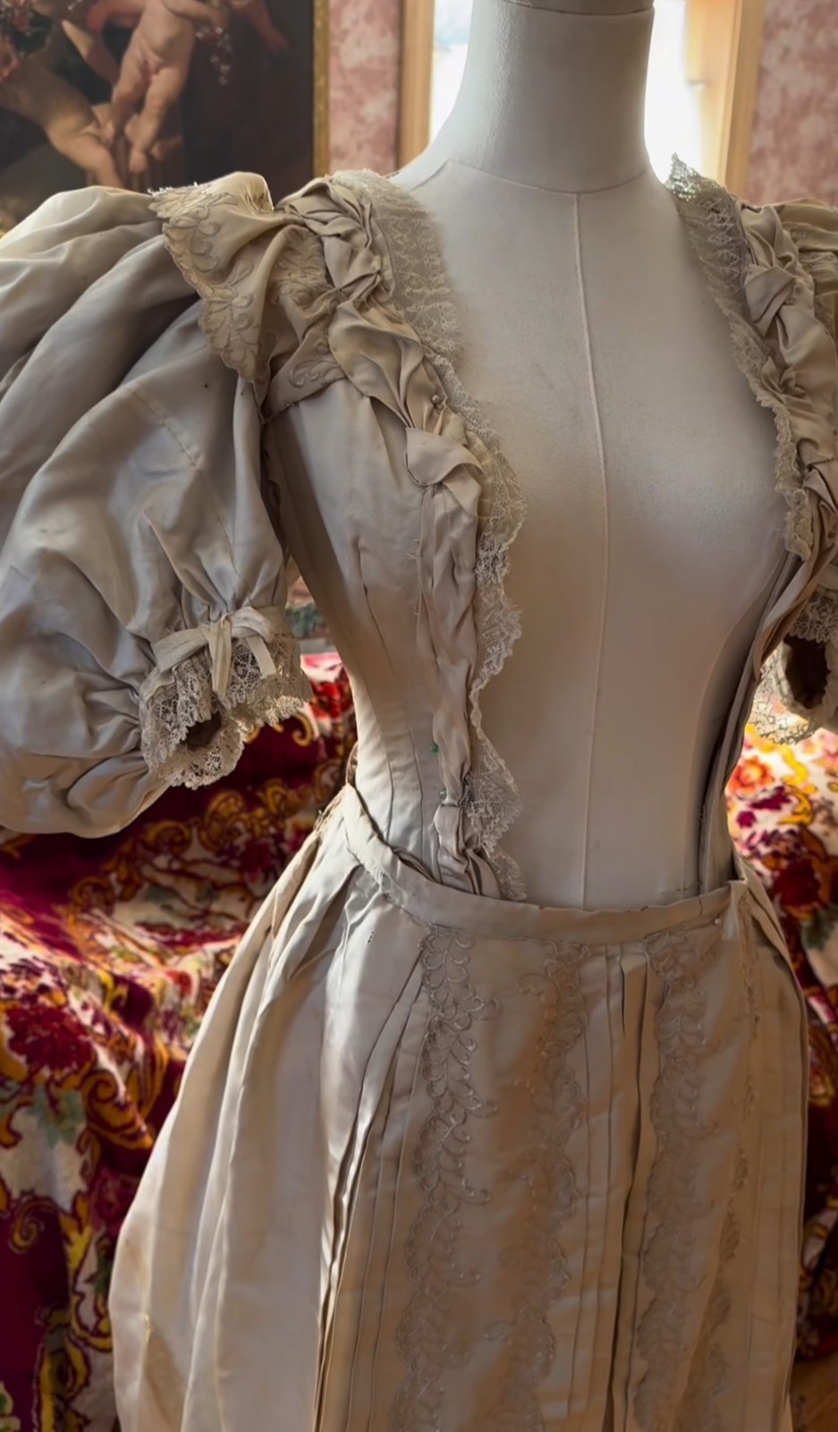 Authentic Victorian Wedding Gown Antique Bridal Dress Late 1800s Lace haunted